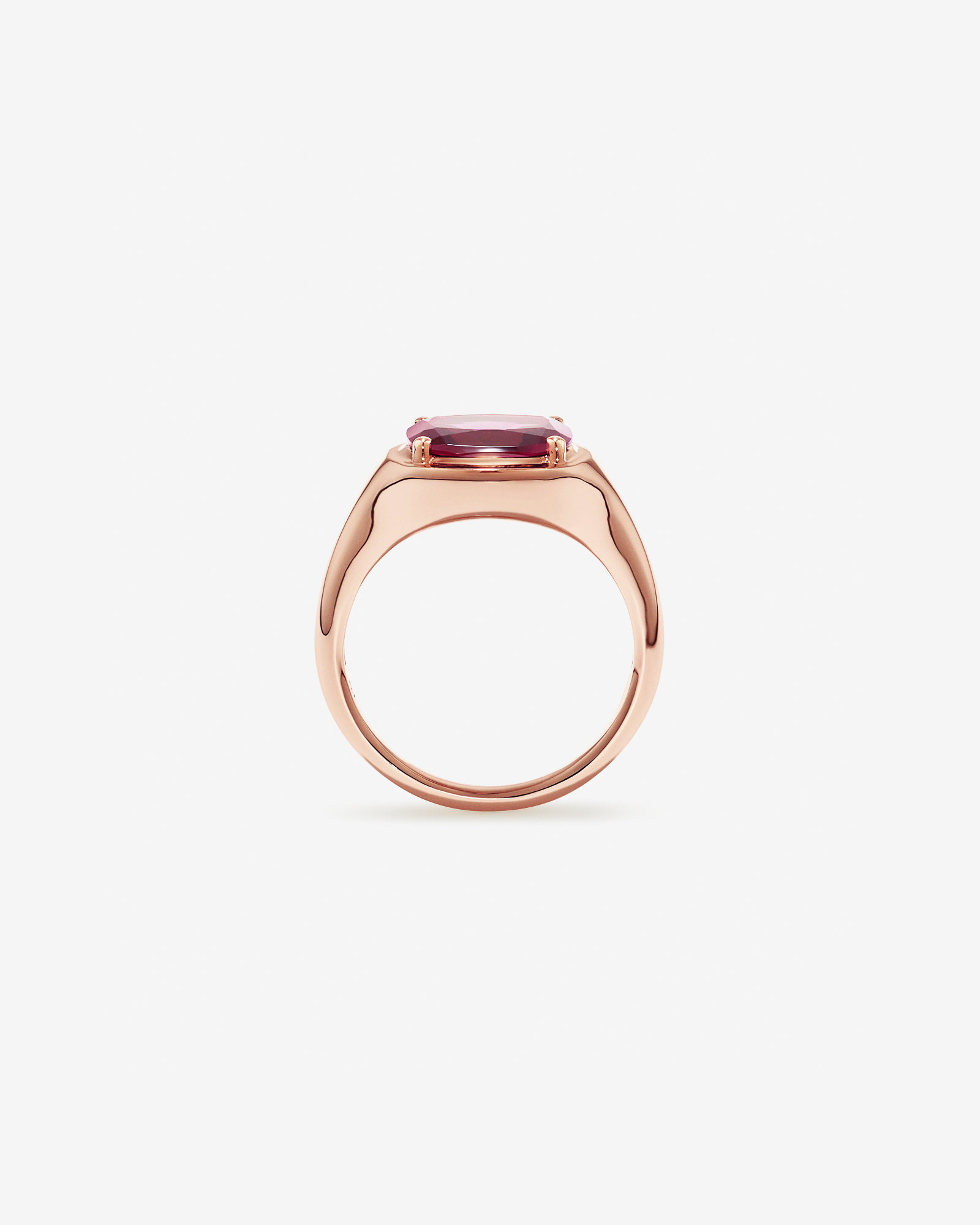 Elongated Cushion Cut Raspberry Rhodolite Garnet East-to-West Set Ring 10kt Rose Gold