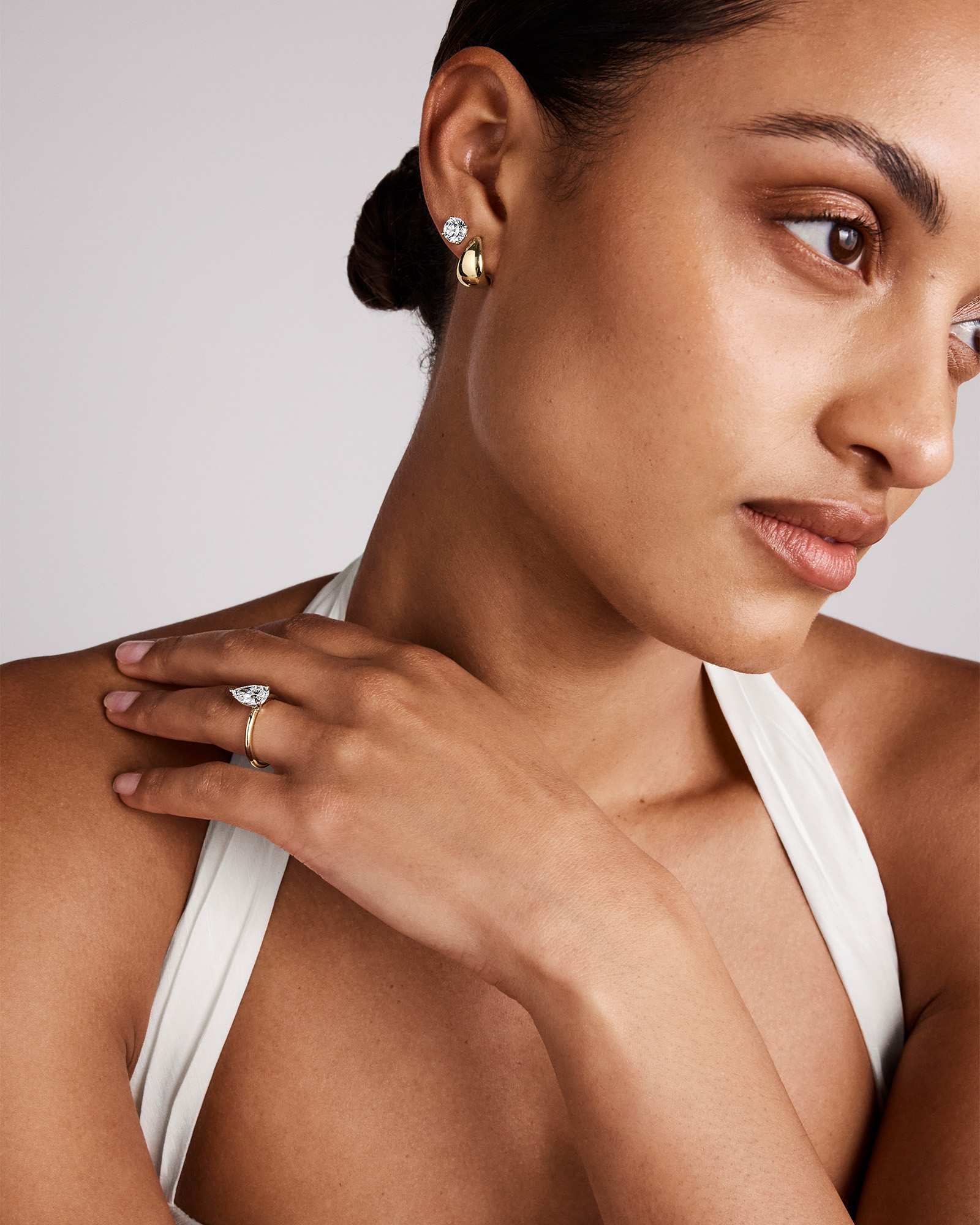 Boucles d’oreilles solitaires en diamants canadiens TW de 1,00 carat en or blanc 18 carats