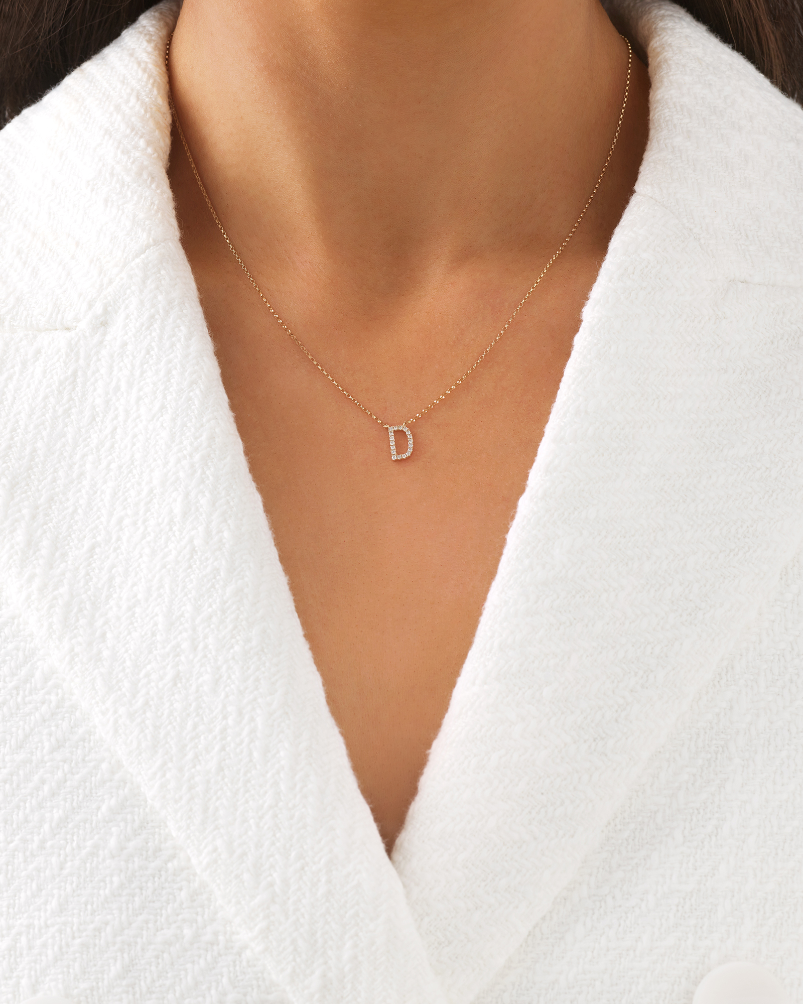 "D" Initial Necklace with 0.10 Carat TW of Diamonds in 10kt Yellow Gold