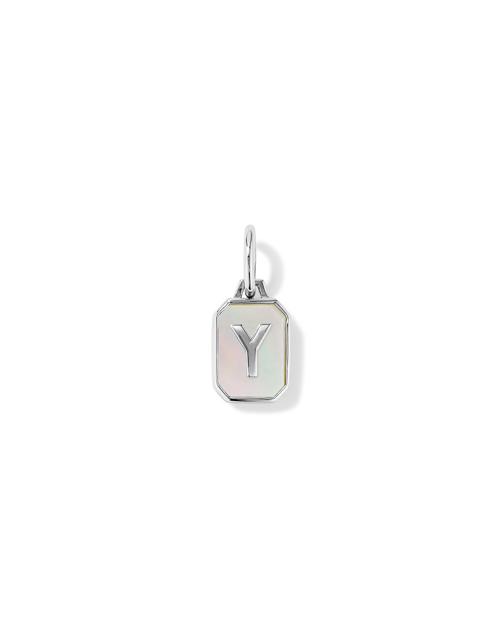 Letter Y Mother of Pearl Initial Pendant in Sterling Silver
