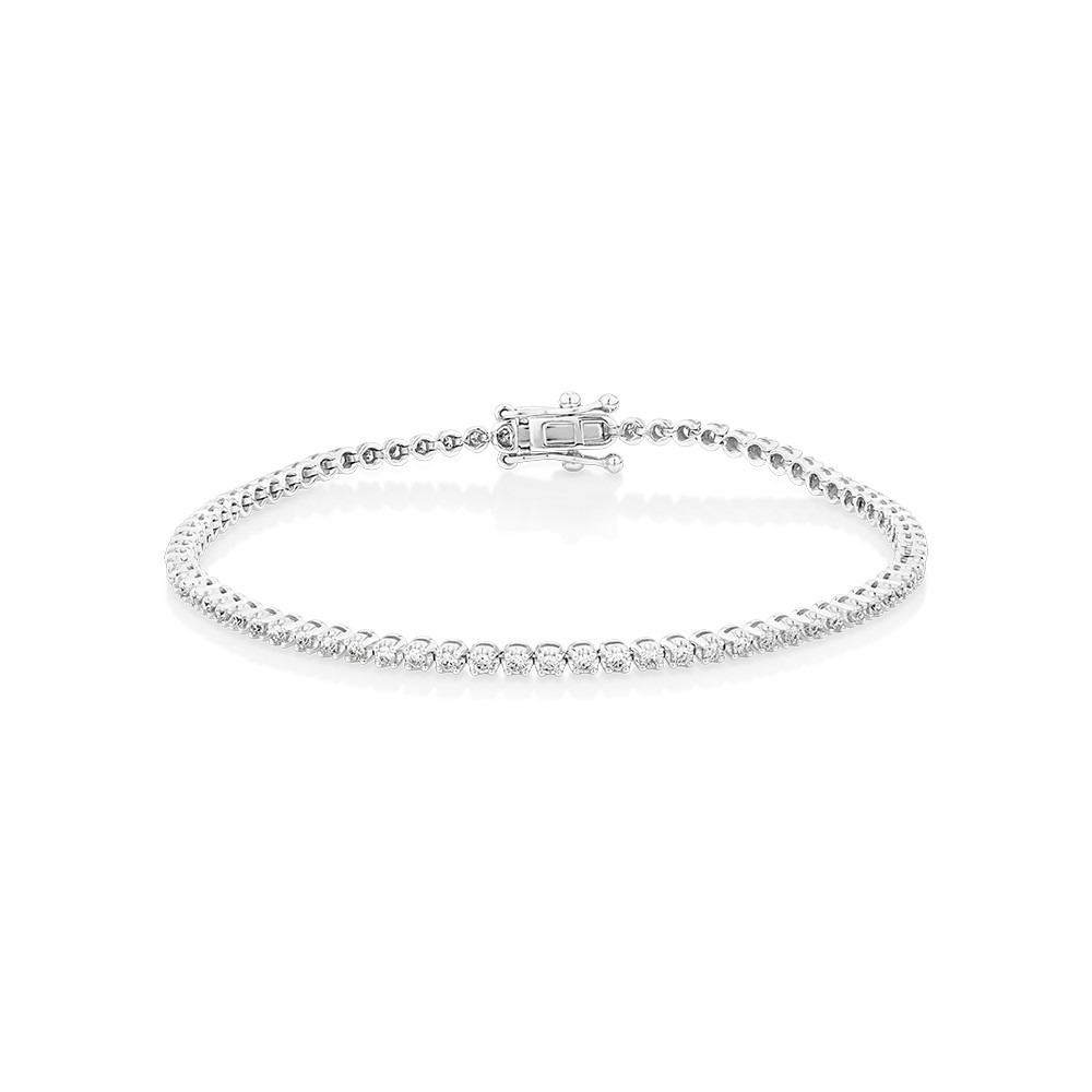 Bracelet tennis en diamants cultivés en laboratoire TW de 0,90 carat serti en or blanc 10 carats