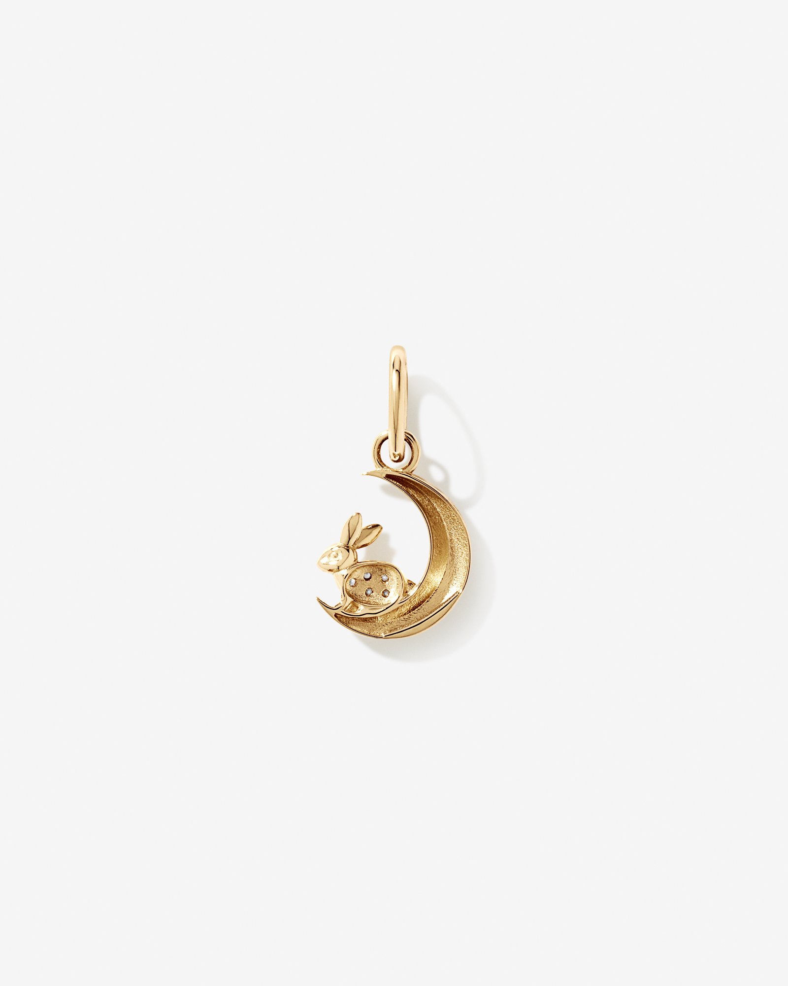 Moon Rabbit Pendant with Cubic Zirconia in 10kt Gold