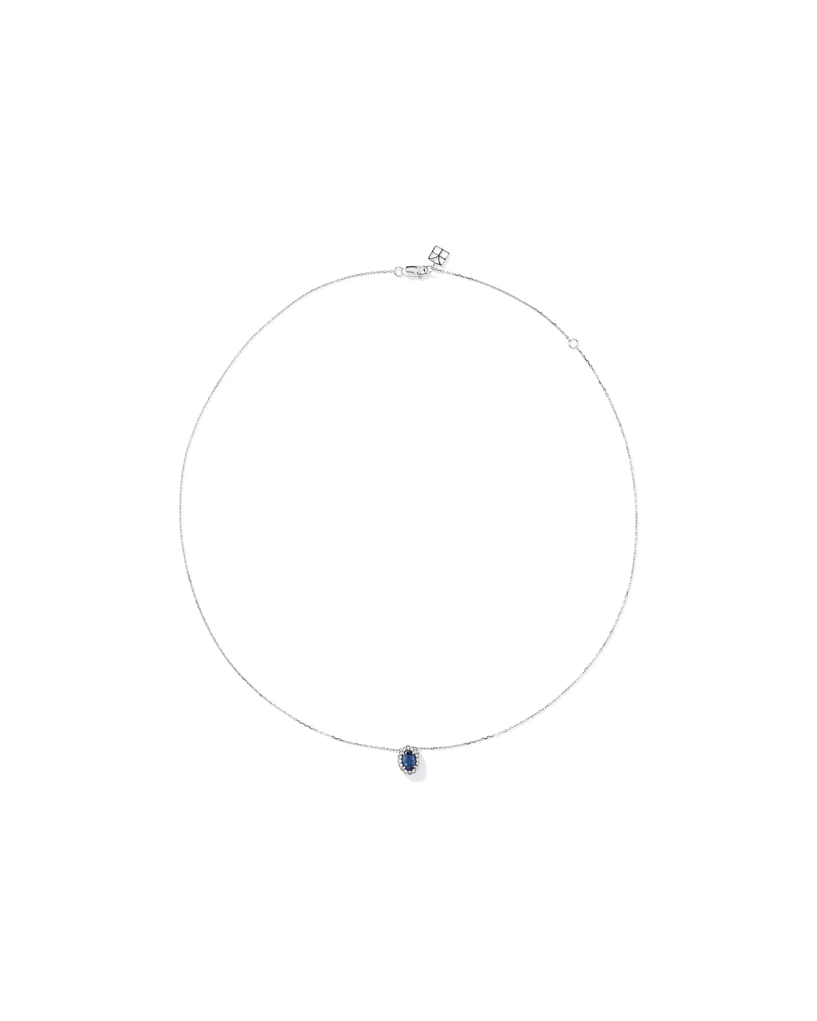 Collier halo en diamant TW en saphir australien et 0,09 carat en or blanc 10 carats