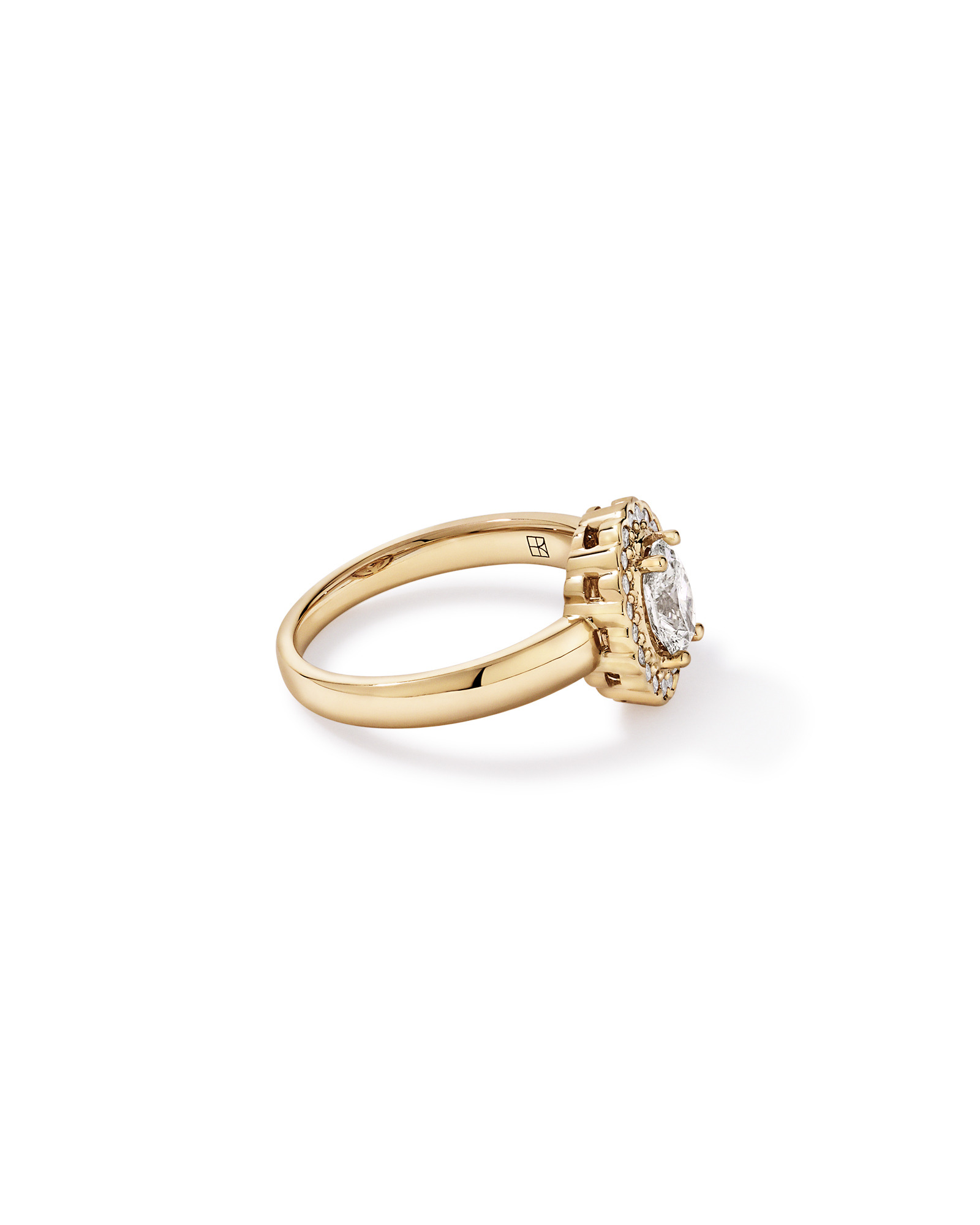 Carat TW Oval Diamond Floral Halo Ring 14kt Yellow Gold