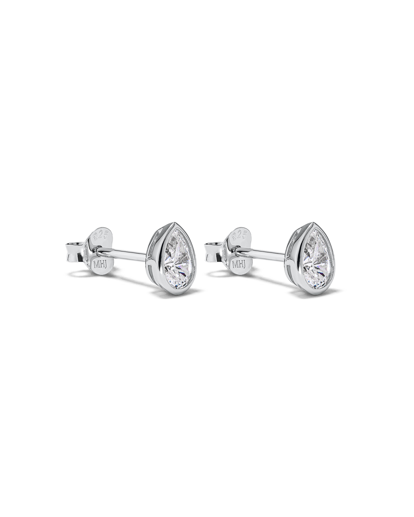 Boucles d'Oreilles Clous en Zircon Cubique en Forme de Poire, Serties en Chaton, en Argent Sterling