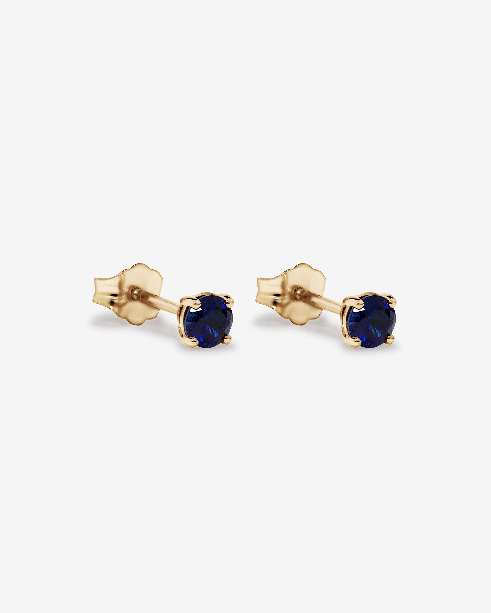Stud Earrings with Blue Created Sapphire  in 10kt Yellow Gold