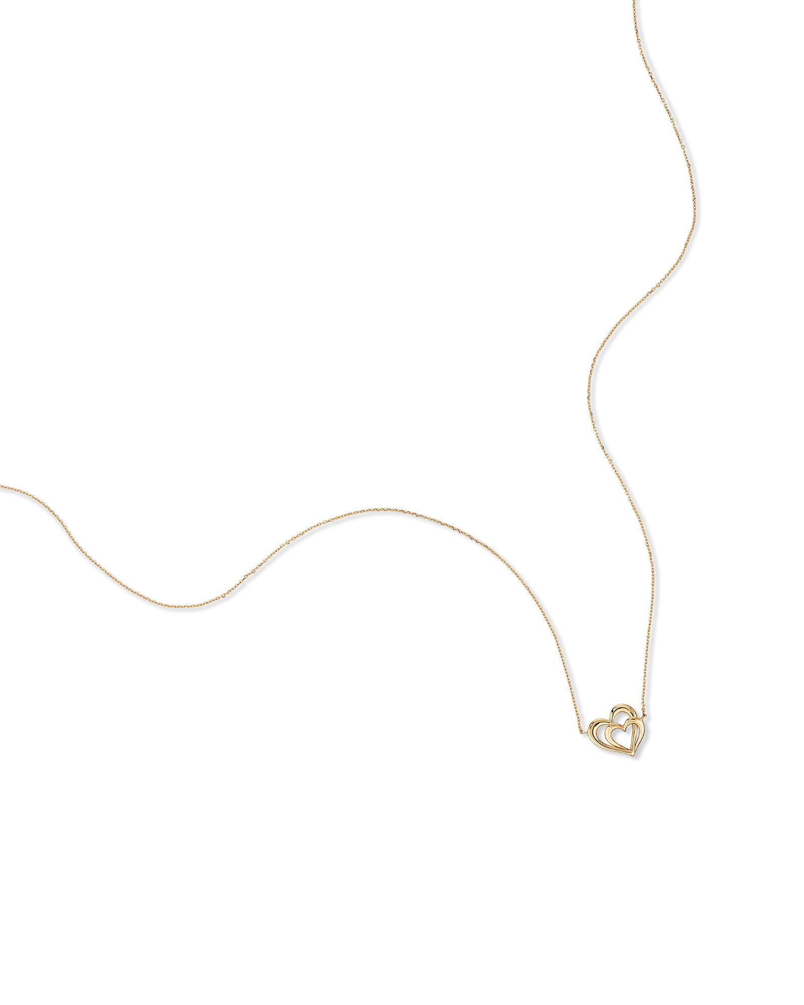 Collier Double Coeur Ouvert en Or Jaune 10 kt