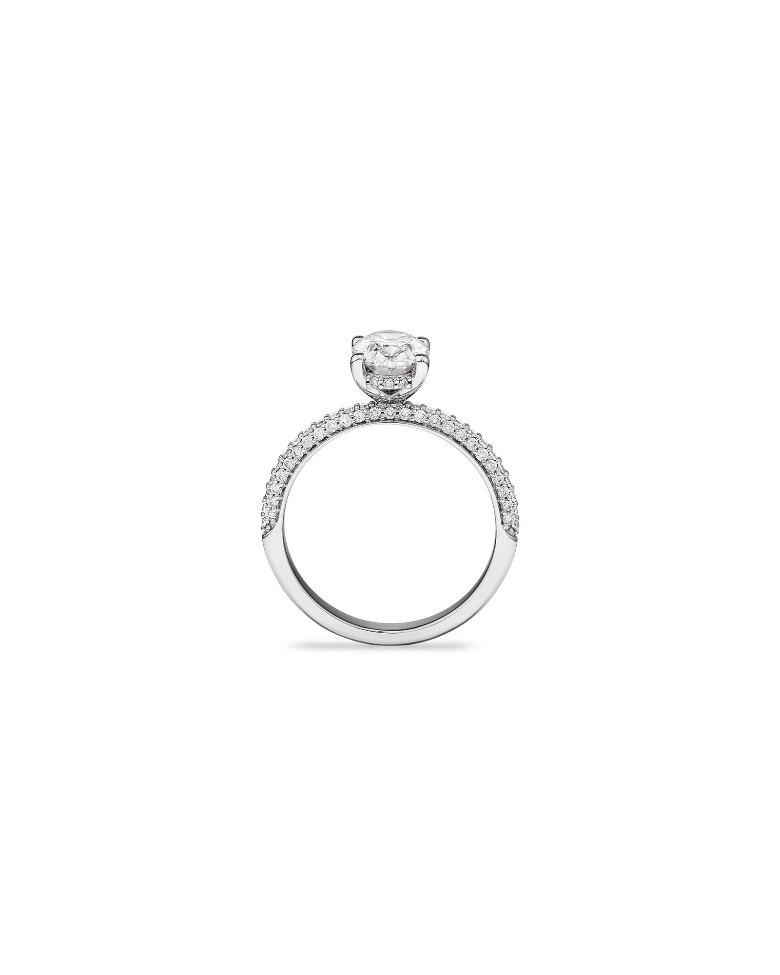 1.95 Carat TW Oval Cut Laboratory-Grown Diamond Solitaire Side Accent Engagement Ring 14kt Gold