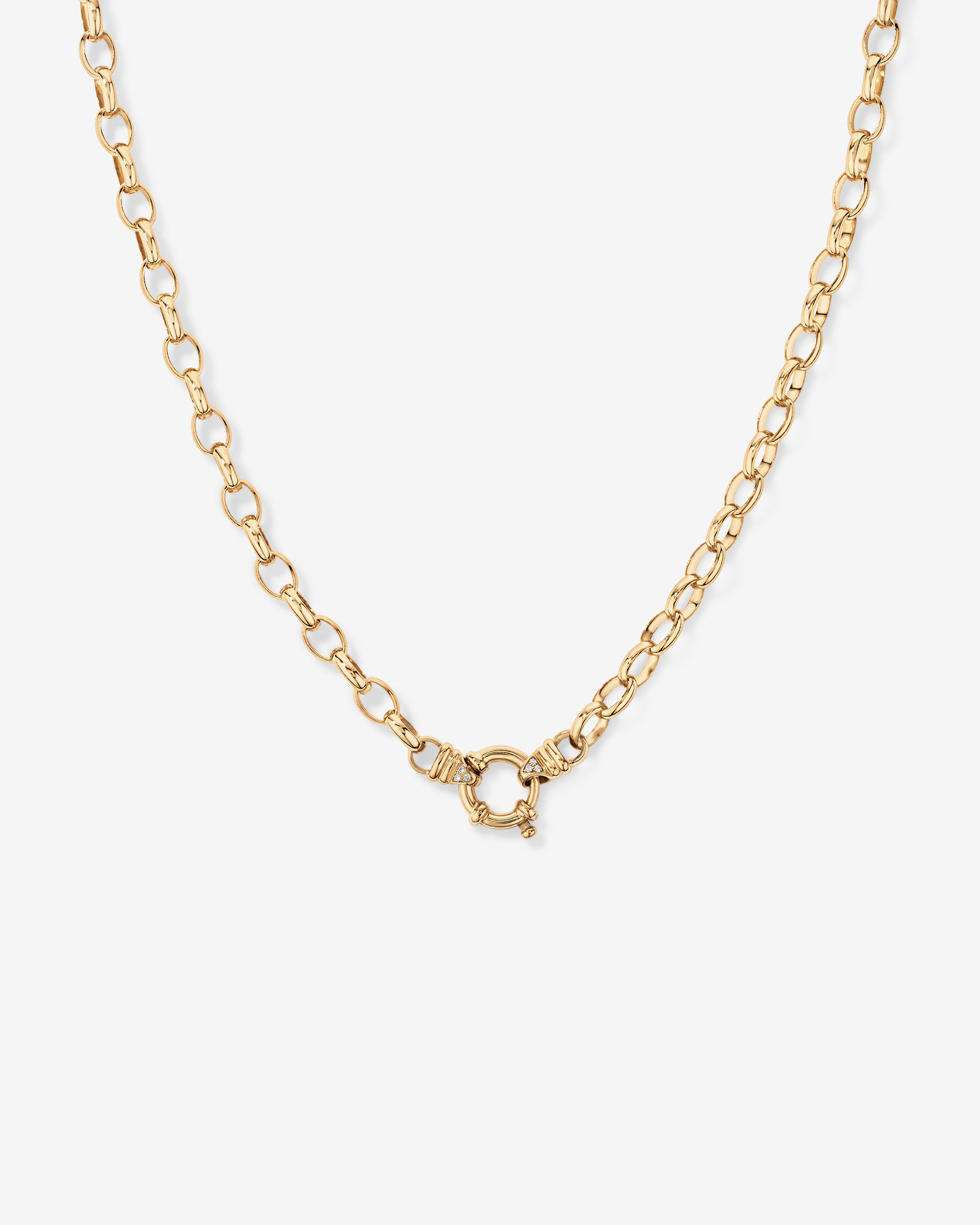 50cm (20") 7mm-7.5mm Width Diamond Set Solid Belcher Chain in 10kt Yellow Gold