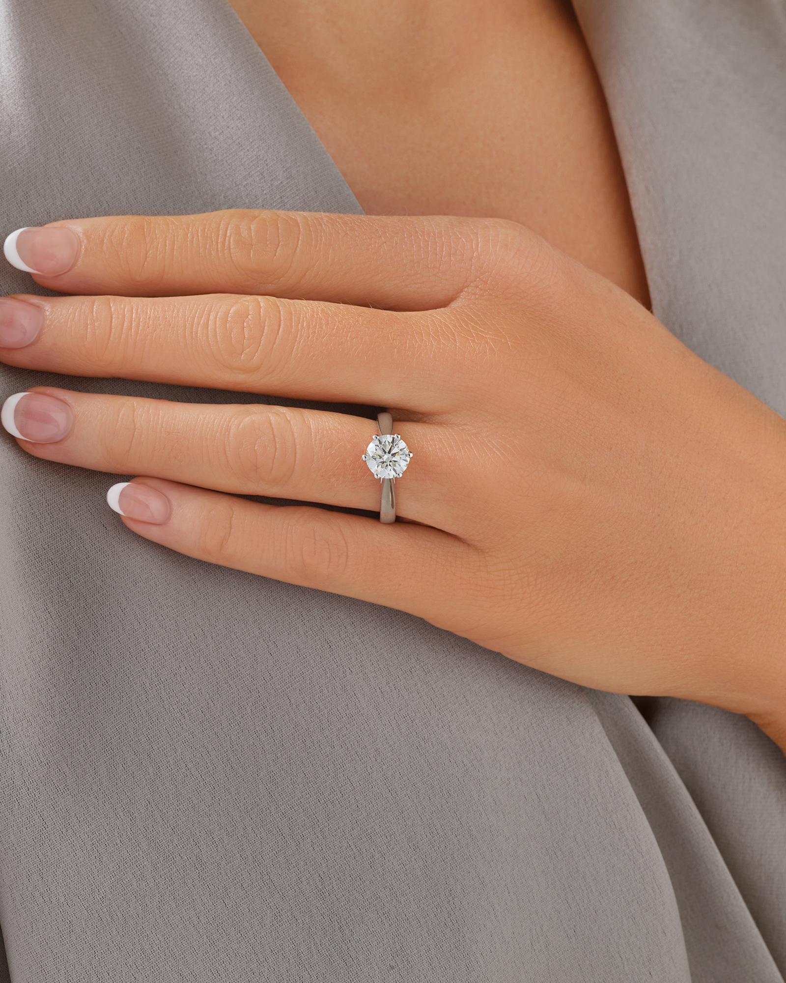 Certified Solitaire Engagement Ring with a Carat TW Diamond in 14kt White Gold