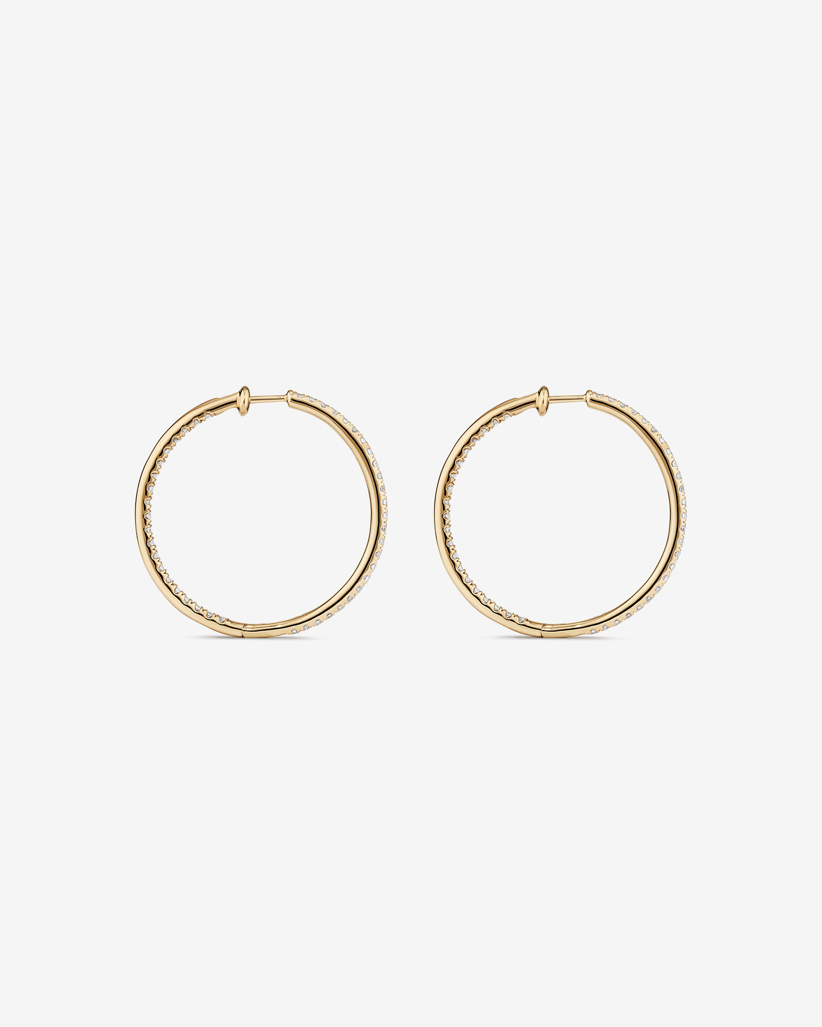 Hoop Earrings With 1.00 Carat TW of Diamonds Set in 10kt Yellow Gold