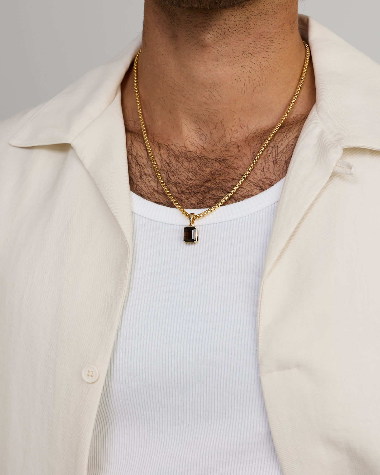 Emerald-Cut Smokey Quartz Pendant in 10kt Yellow Gold