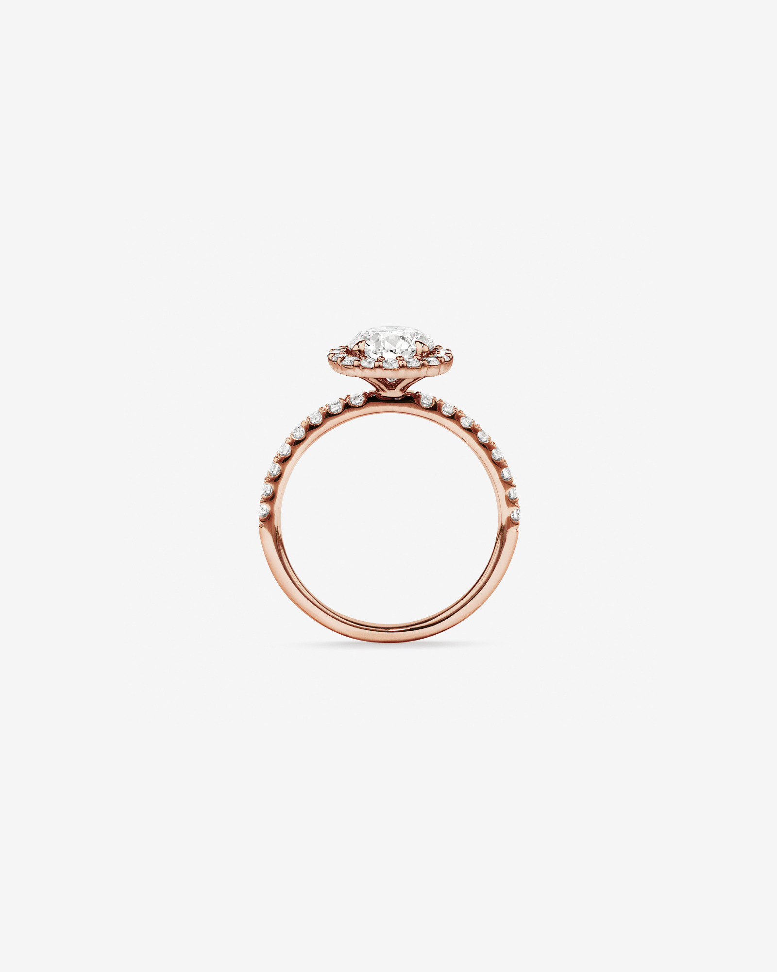 1.79 Carat TW Round Brilliant Laboratory-Grown Diamond Halo Engagemet Ring in 14kt Rose Gold