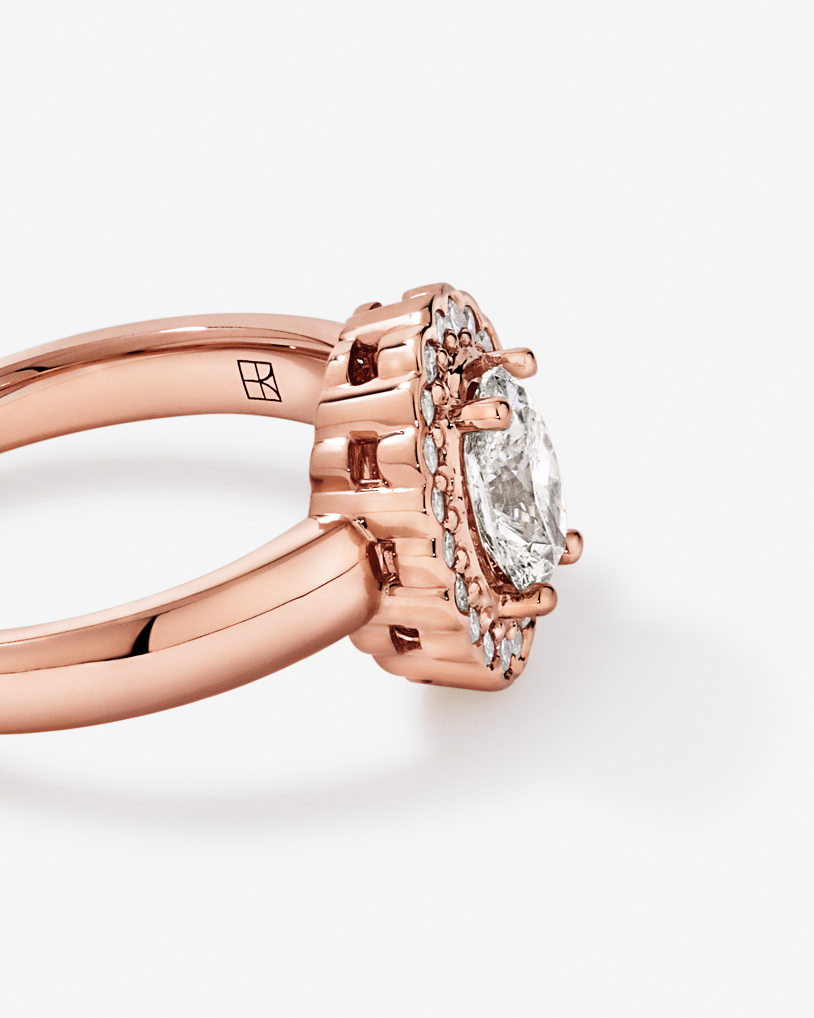 Carat TW Oval Diamond Floral Halo Ring 14kt Rose Gold