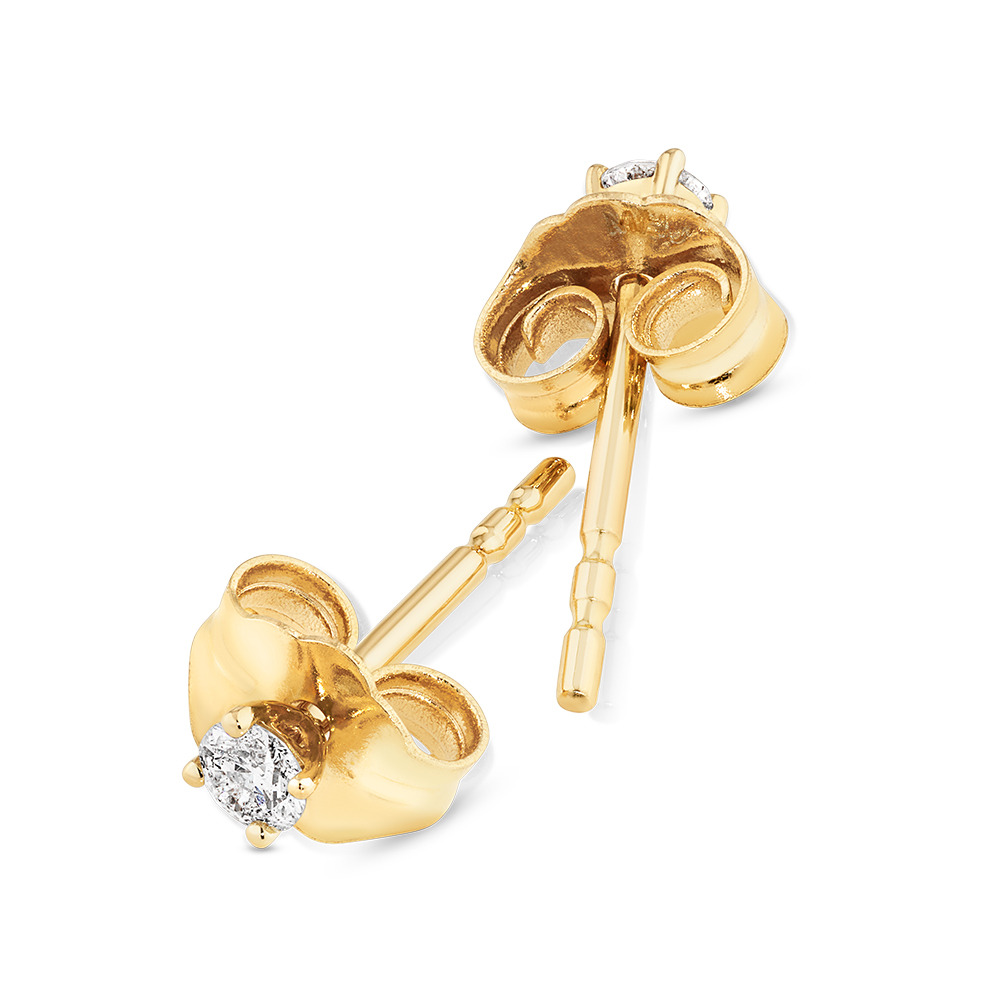 0.10 Carat TW Diamond Mini Solitaire Stud Earrings 10kt Yellow Gold