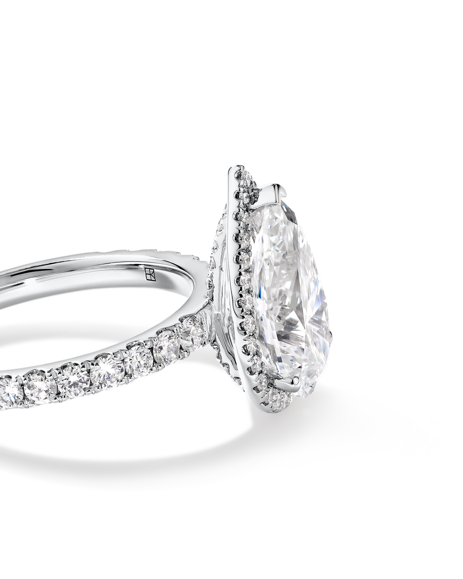 3.60 Carat TW Pear Cut Laboratory-Grown Diamond Halo Engagement Ring in 18kt White Gold