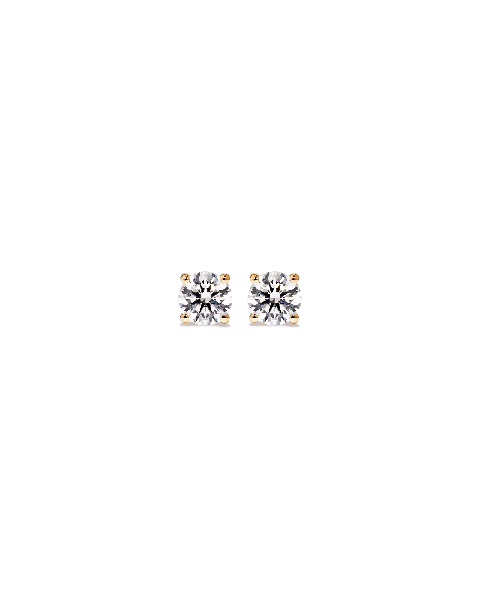 Carat TW Laboratory-Grown Diamond Solitaire Stud Earrings in 14kt Yellow Gold