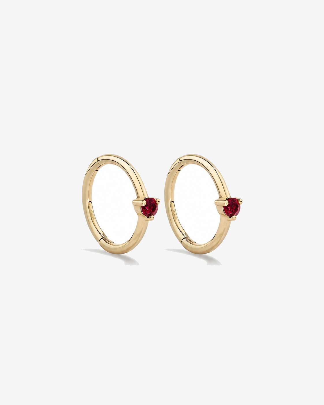 10mm Ruby Accent Sleepers in 10kt Yellow Gold