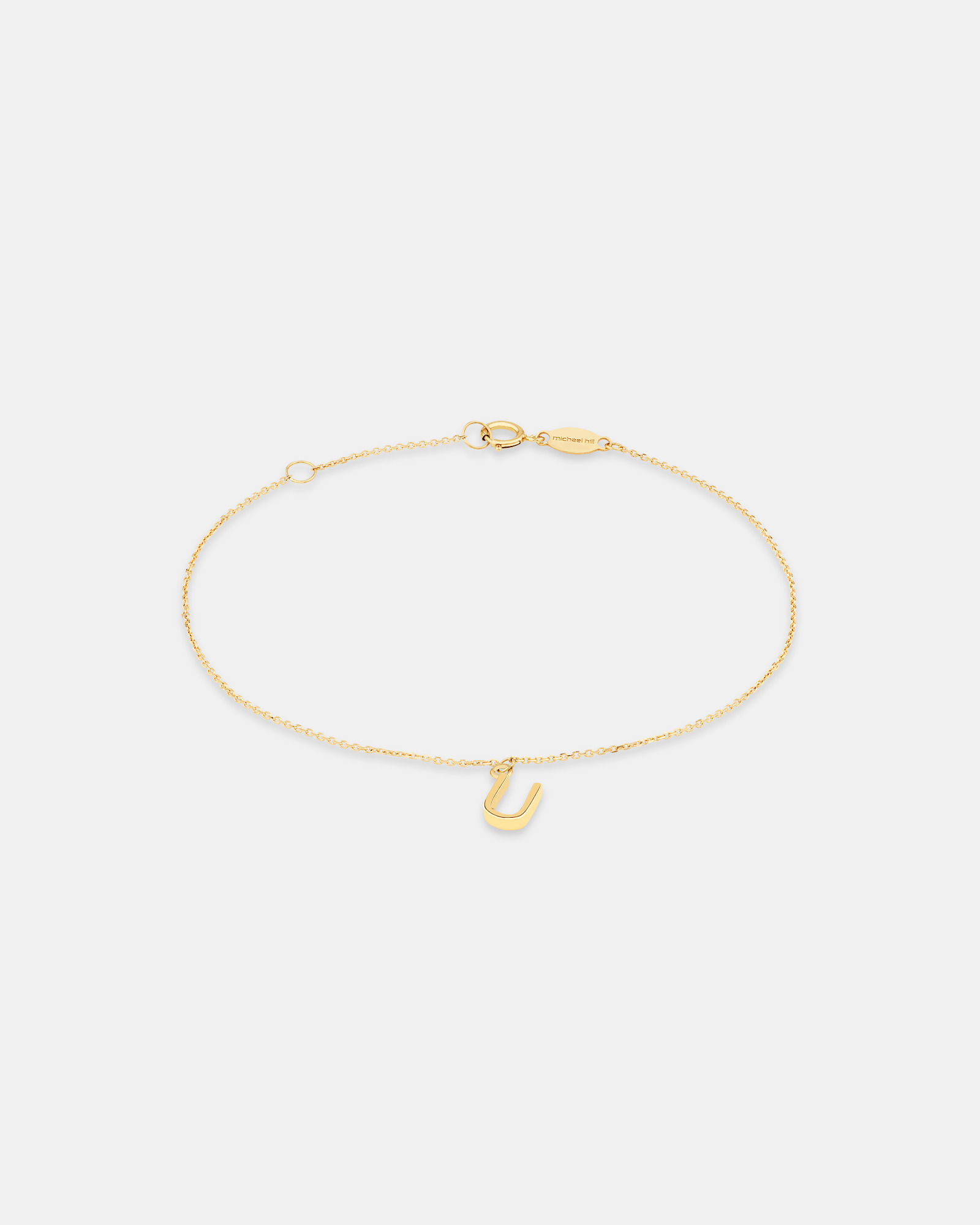 19cm (7.5") U Initial Bracelet in 10kt Yellow Gold
