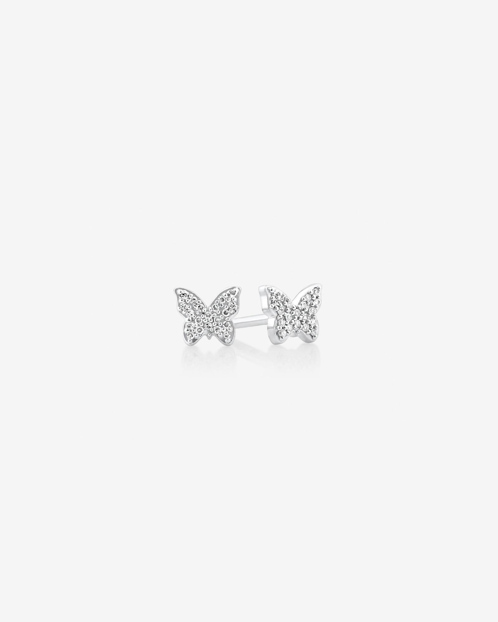 Mini Butterfly Earrings with Diamonds in Sterling Silver