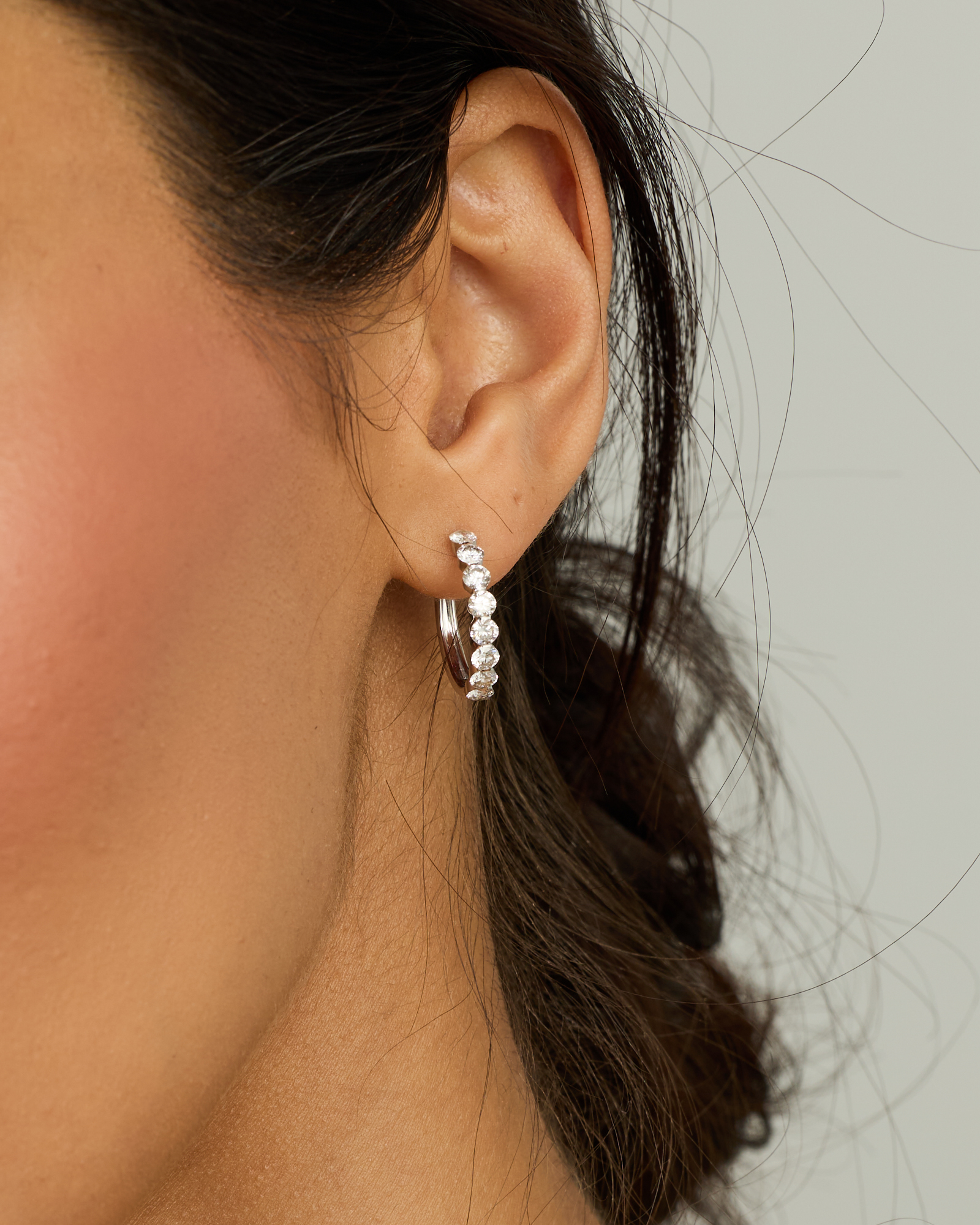 1.60 Carat TW Laboratory-Grown Diamond Hoop Earrings Set in 10kt White Gold