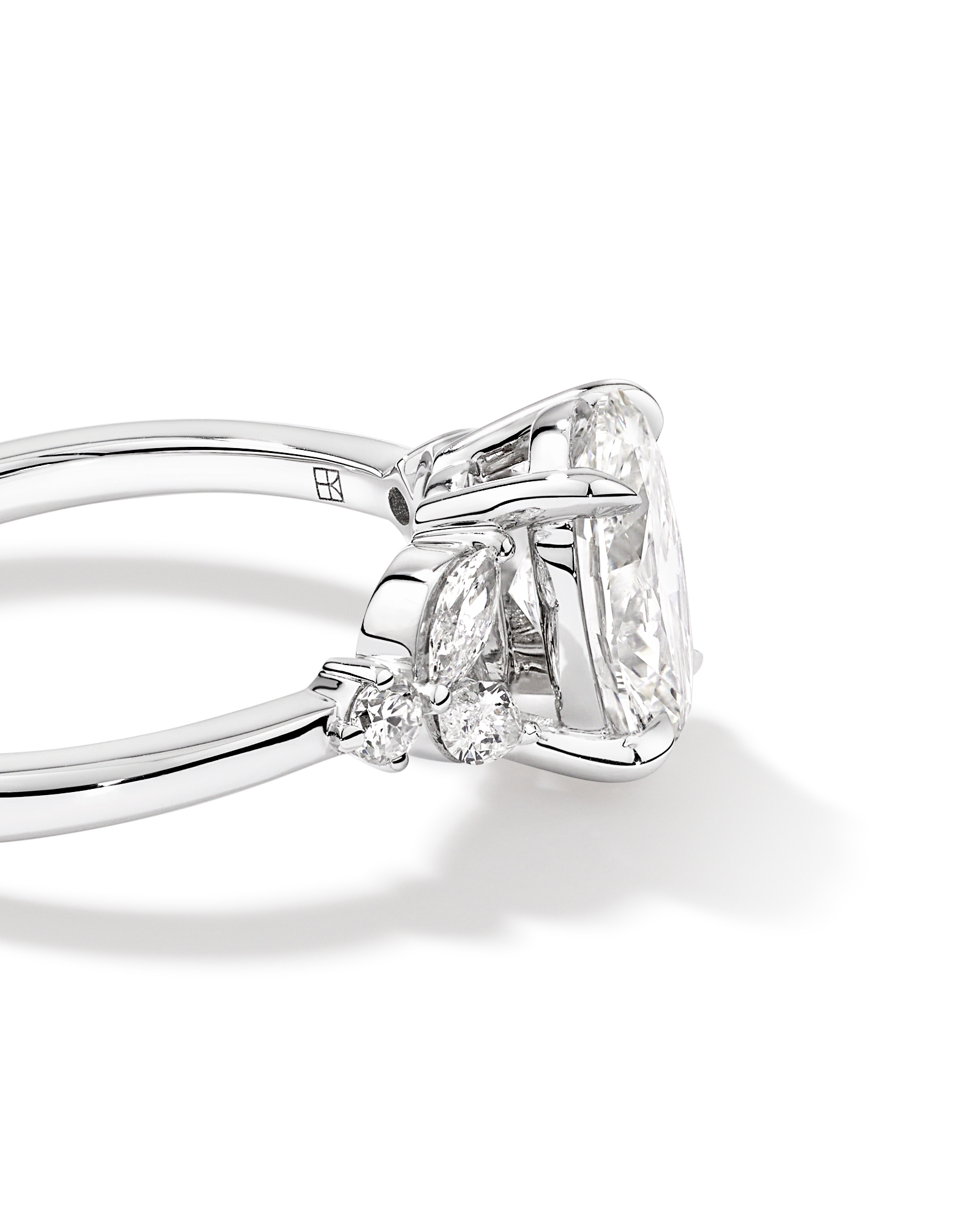 1.73 Carat TW Oval Cut Laboratory-Grown Diamond Marquise Side Stone Engagement Ring 14kt White Gold