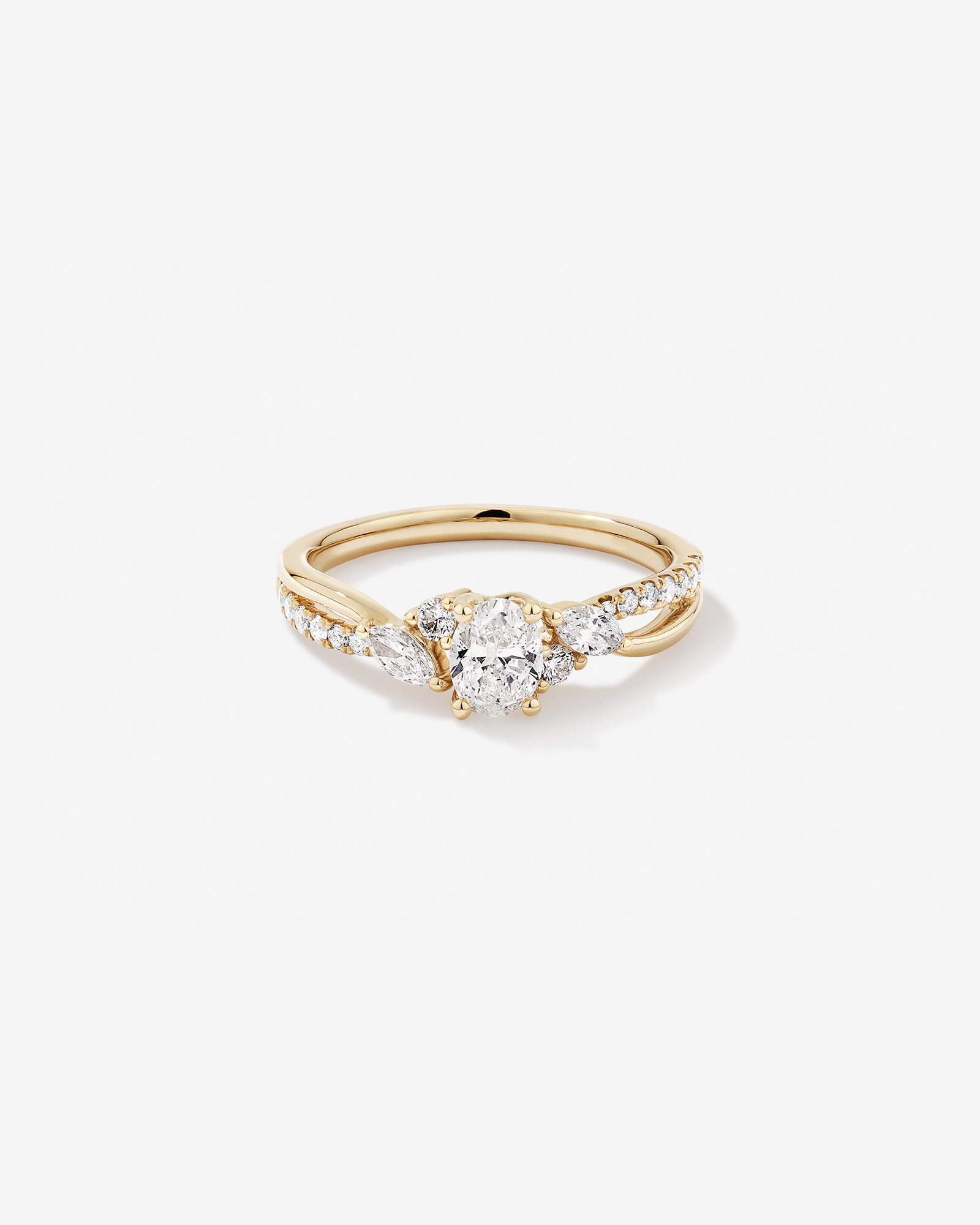 0.83 Carat TW Oval and Marquise Twist Engagement Ring in 14kt Yellow Gold