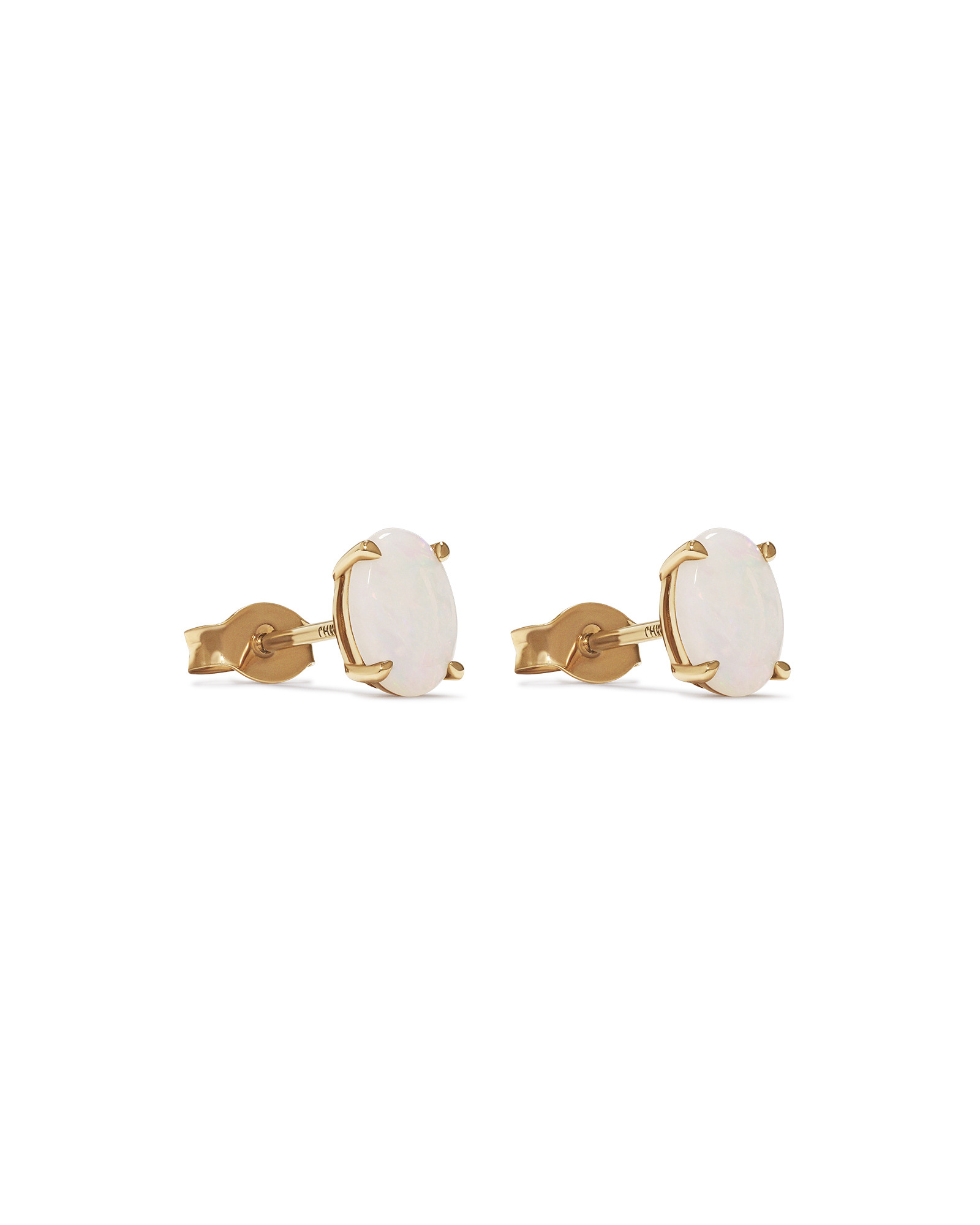 Australian Opal Oval Stud Earrings in 10kt Yellow Gold