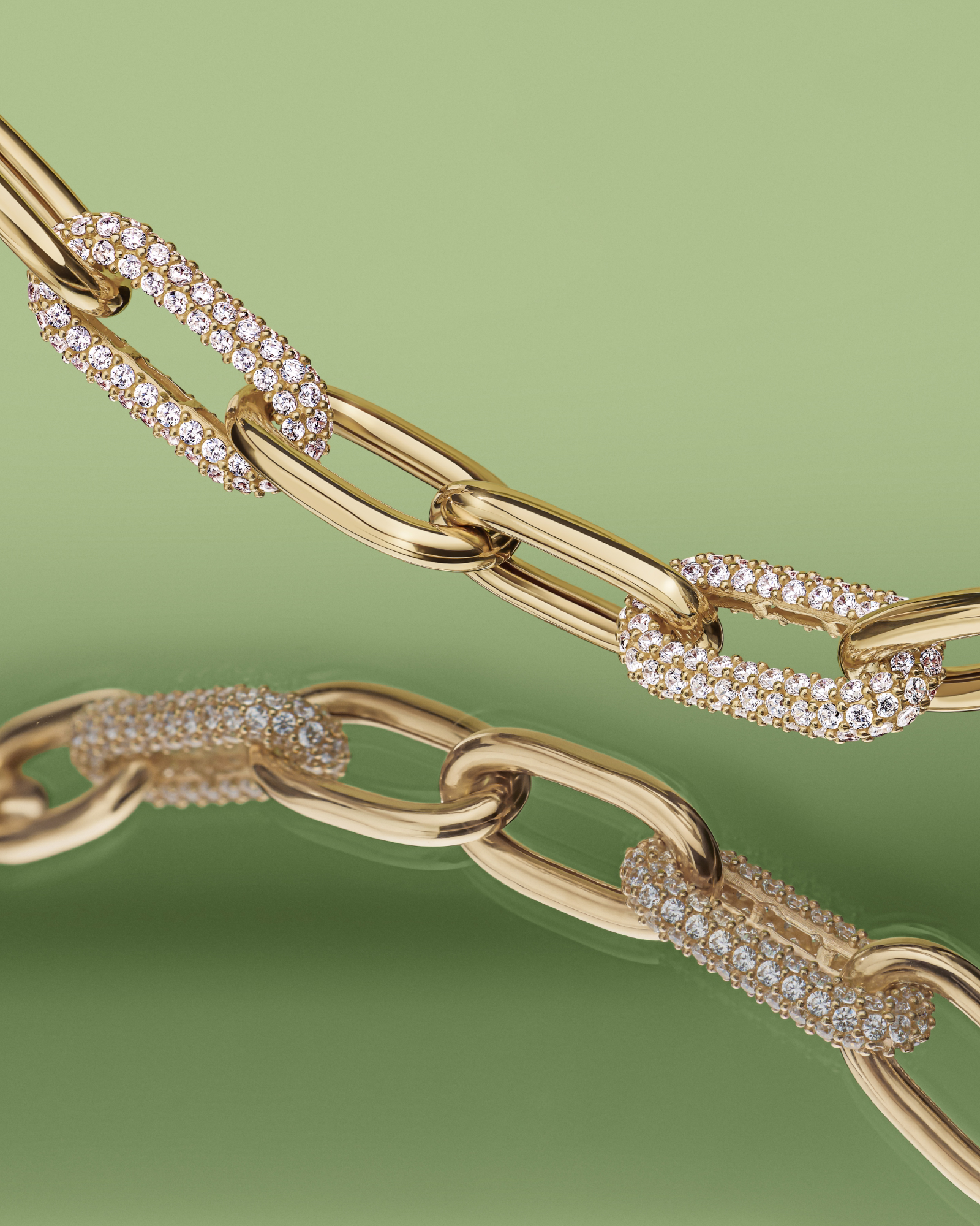 Luxe Links Bracelet with Cubic Zirconia in 18kt Vermeil