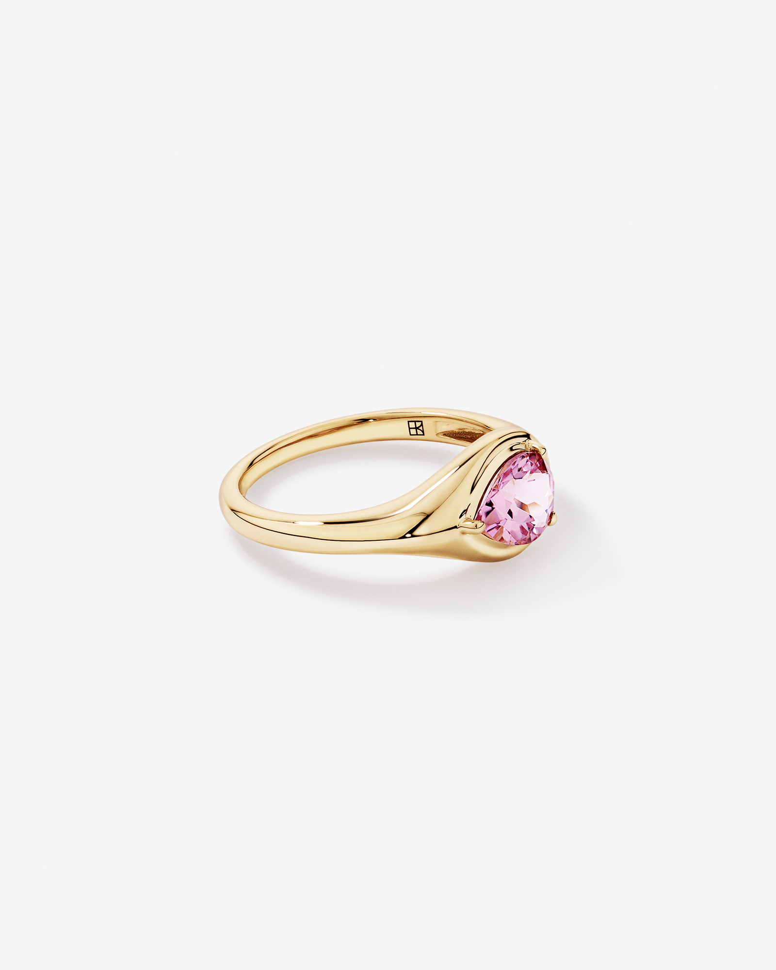 Pear Cut Blush Pink Tourmaline East-to-West Set Ring 10kt Gold