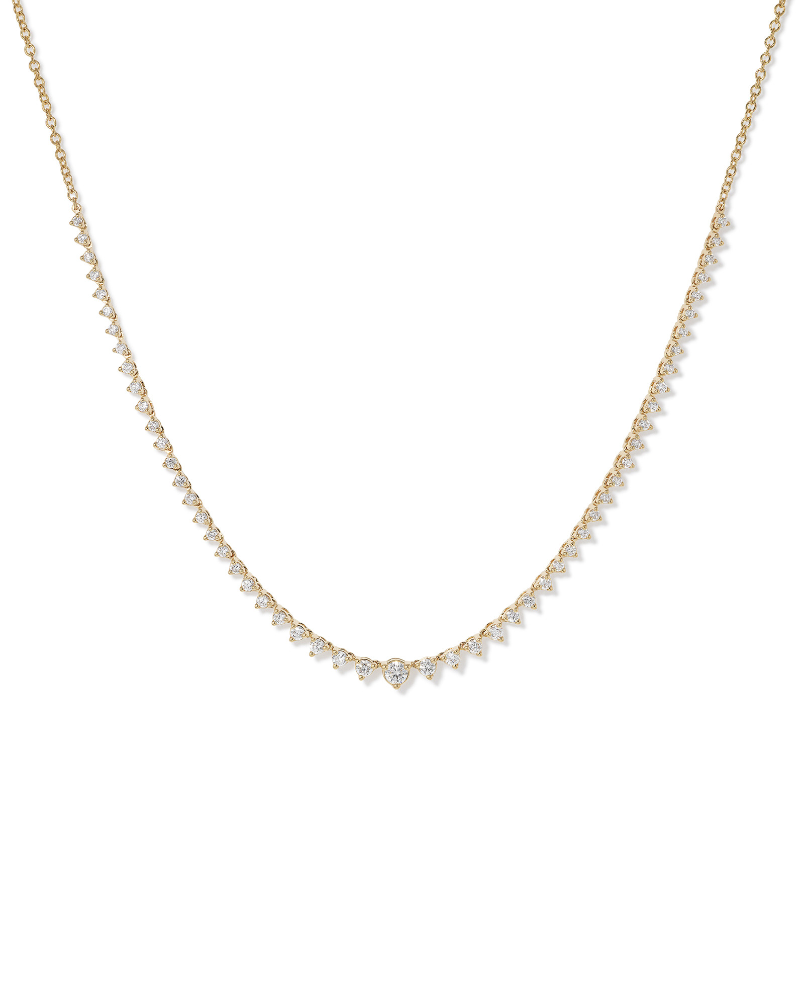 1.00 Carat TW Laboratory-Grown Graduated Diamond Tennis Necklace in 10kt Yellow Gold