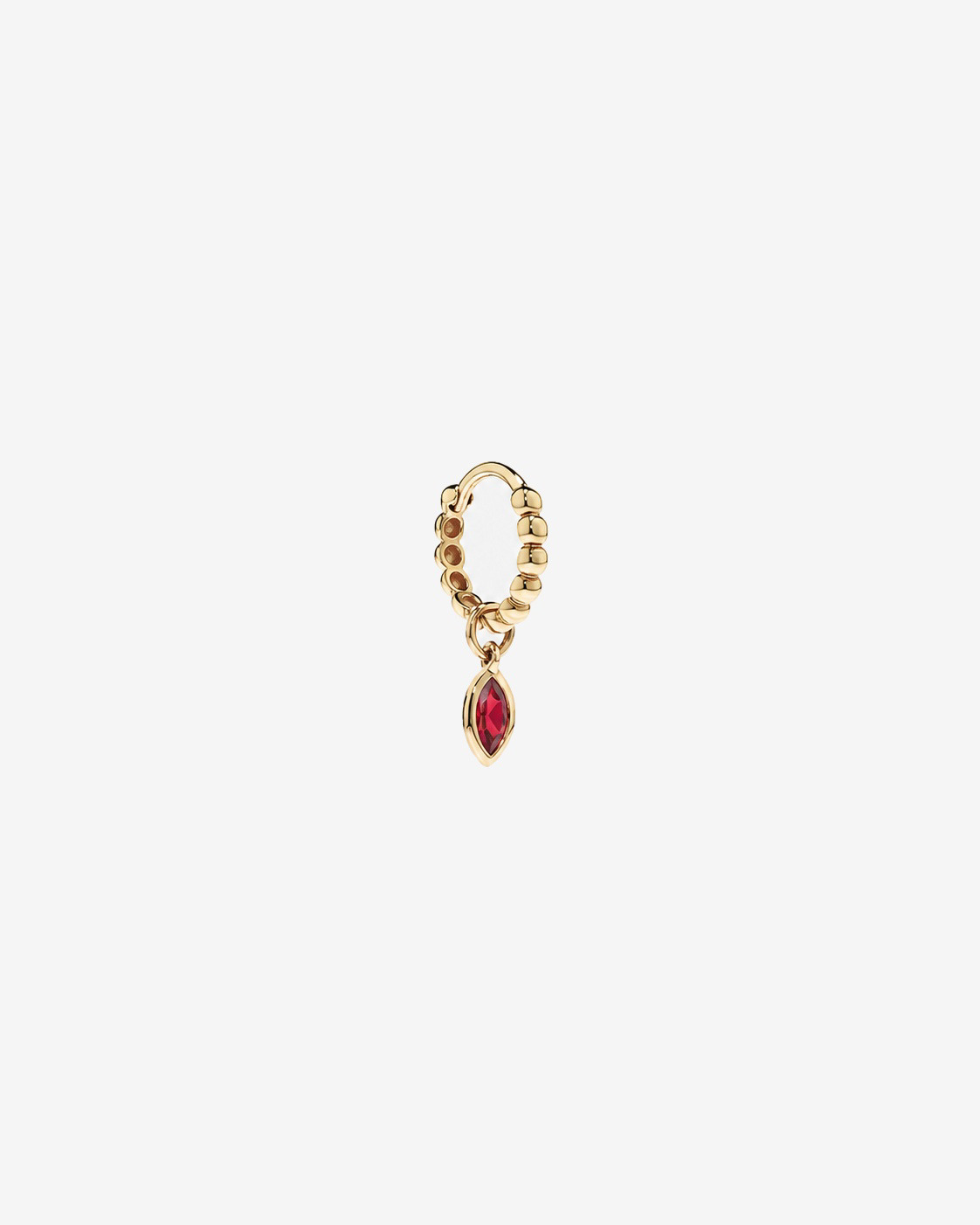 Ruby Single Earring Charm in 10kt Yellow Gold