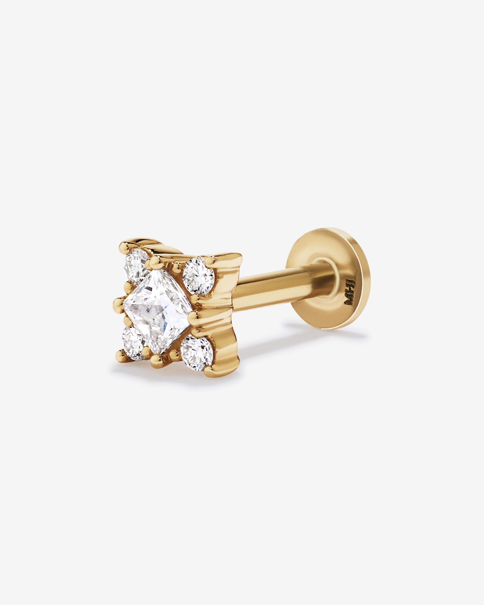 0.11TW Lab Diamond Princess Cut Helix Stud in 10kt Gold