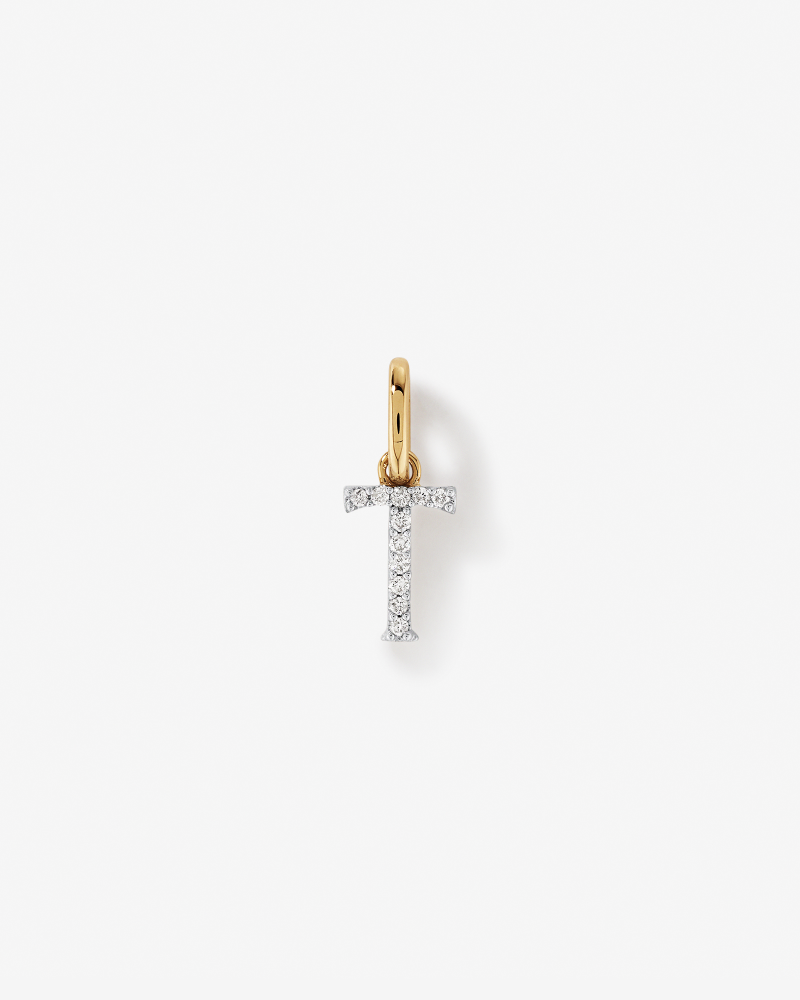 Diamond Letter T Initial Pendant in 10kt Yellow Gold