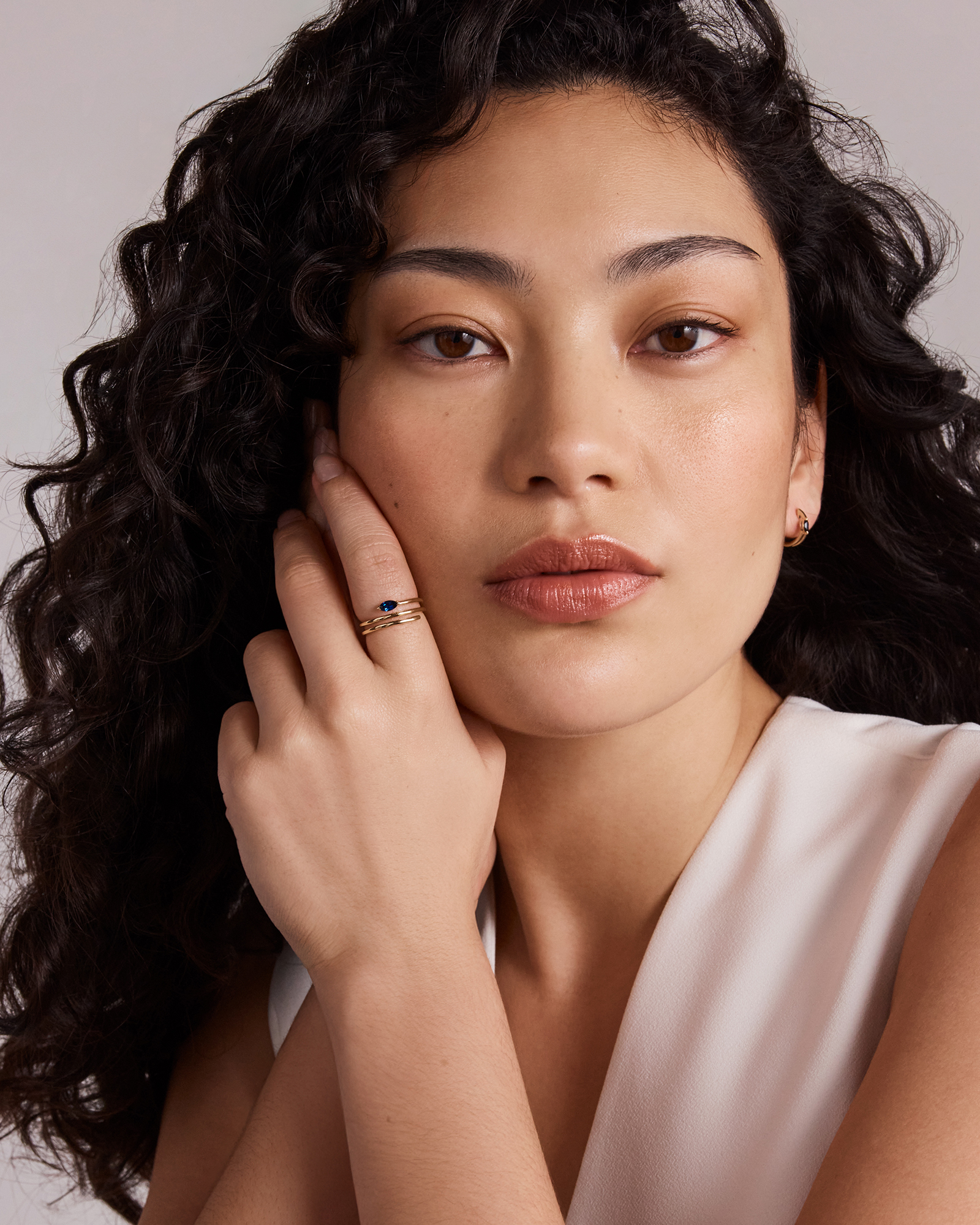 East West Marquise-Cut Created Sapphire Wrap Ring in 10kt Yellow Gold