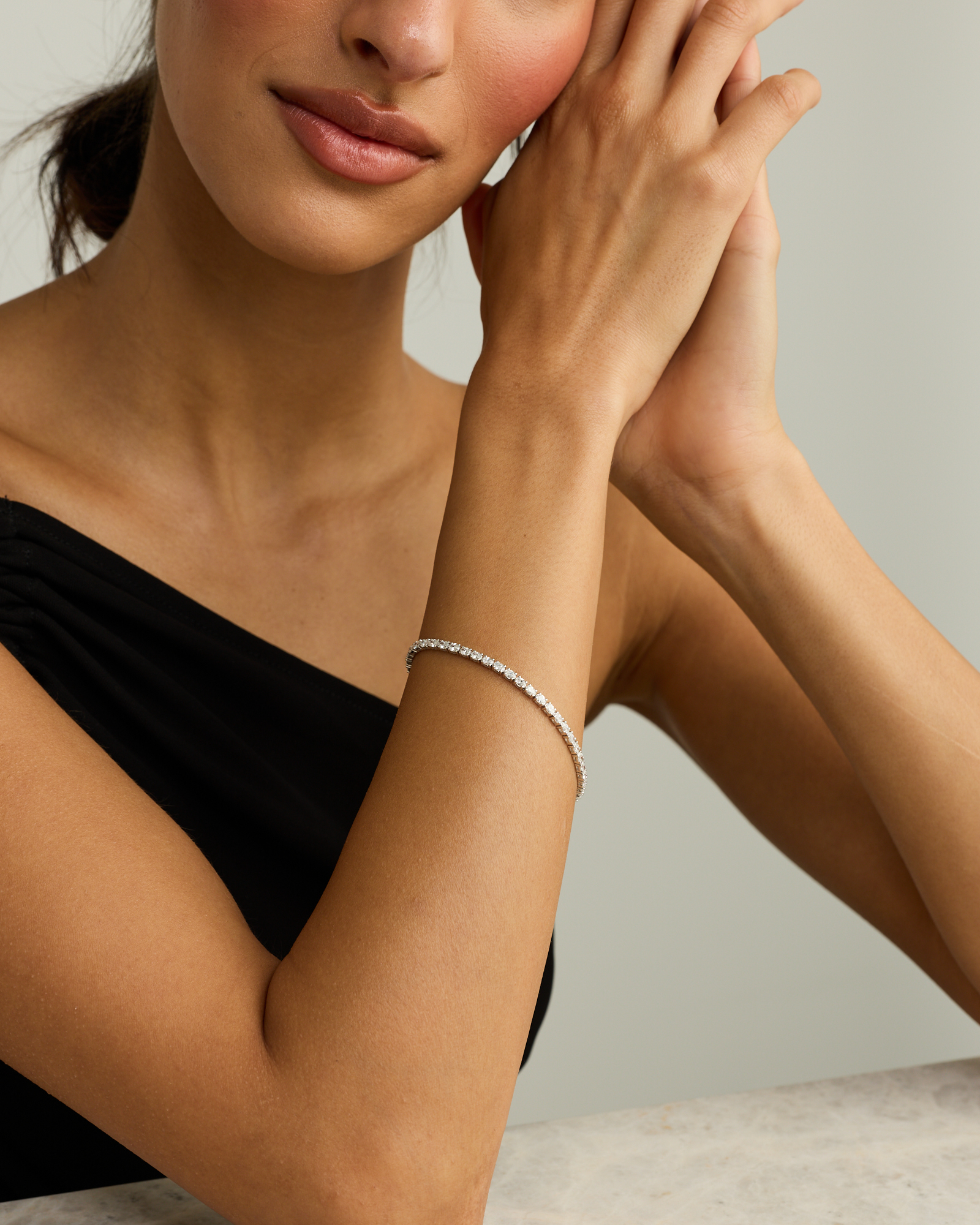 3.00 Carat TW Laboratory-Grown Oval Diamond Tennis Bracelet in Sterling Silver