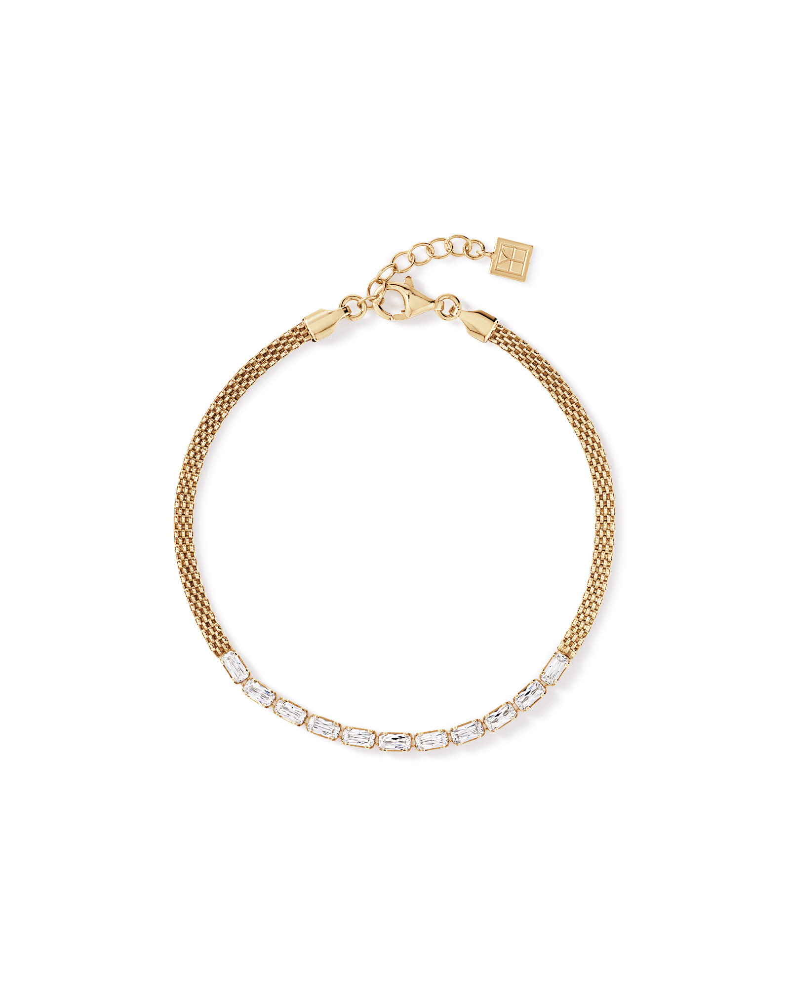 19cm (7.5") Baguette Cubic Zirconia Bismarck Bracelet in 18kt Yellow Gold Vermeil