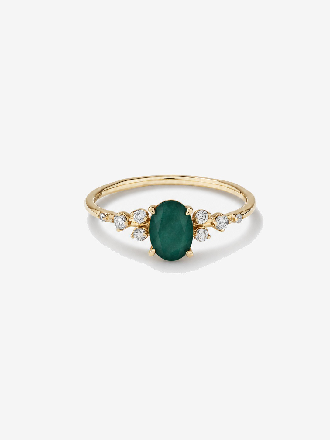 Bague Émeraude avec diamants 0,12 ct PT en or jaune 10