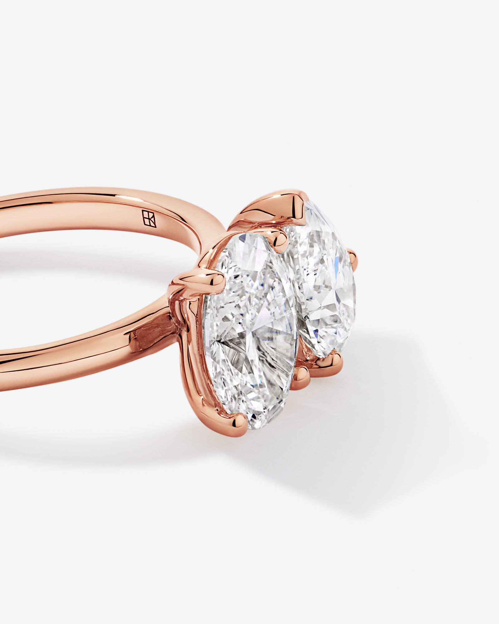 3.00TW Pear and Oval Laboratory-Grown Diamond Two Stone Engagement Ring in 14kt Rose Gold