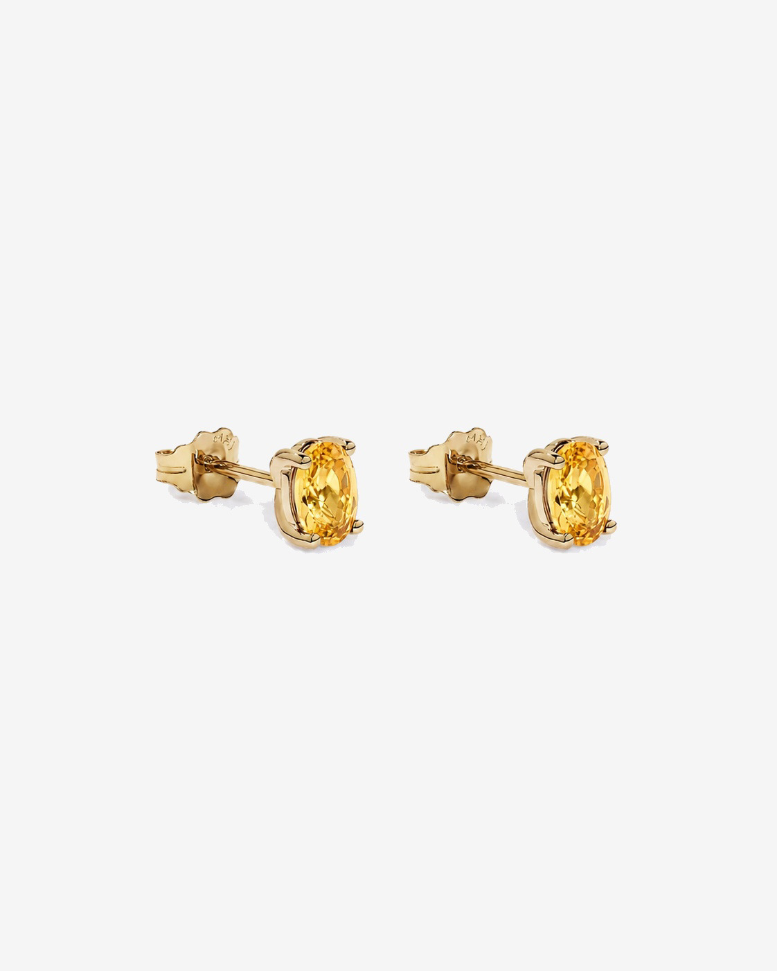 Oval Citrine Stud Earrings in 10kt Yellow Gold