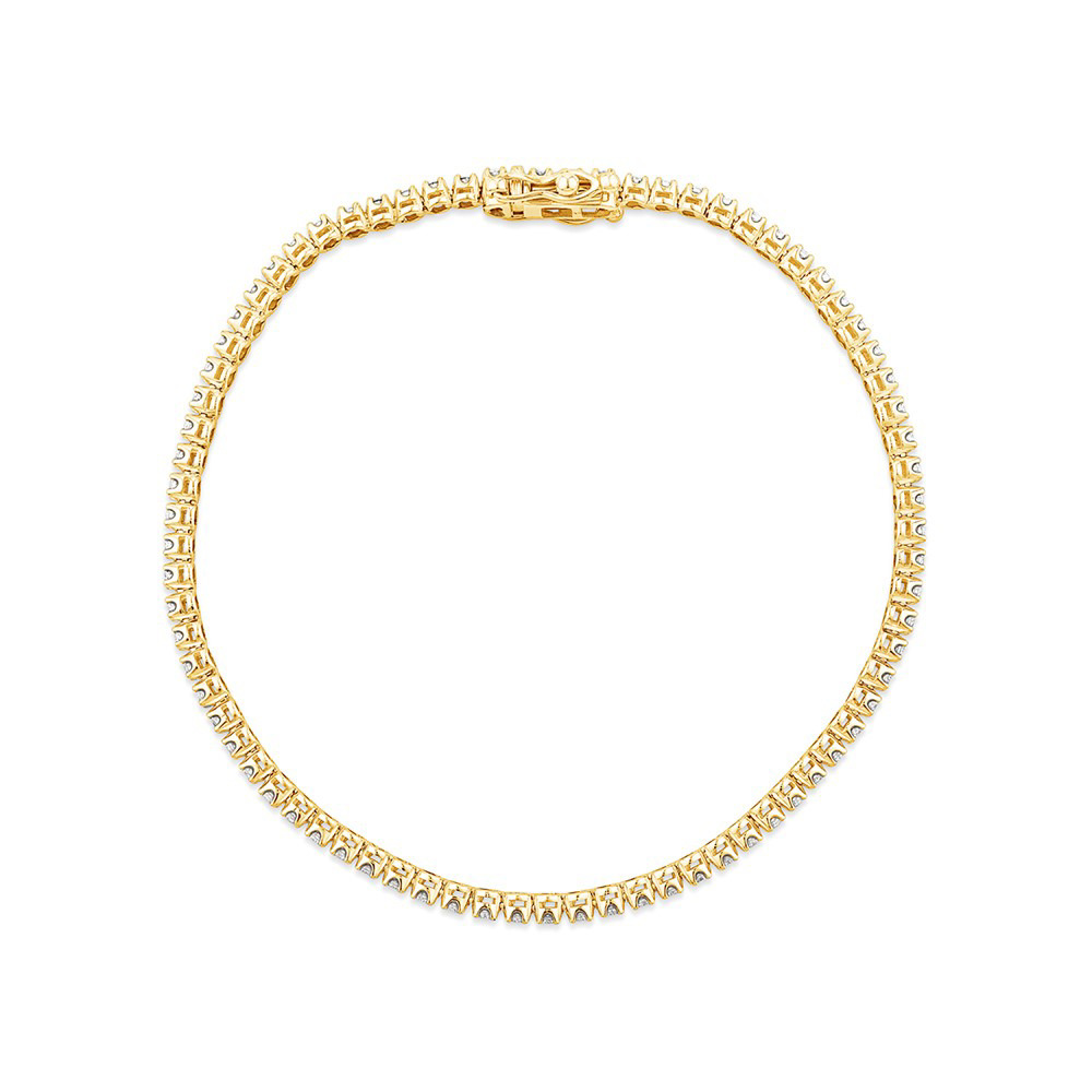 Bracelet tennis en diamants cultivés en laboratoire TW de 0,90 carat en or jaune 10 carats