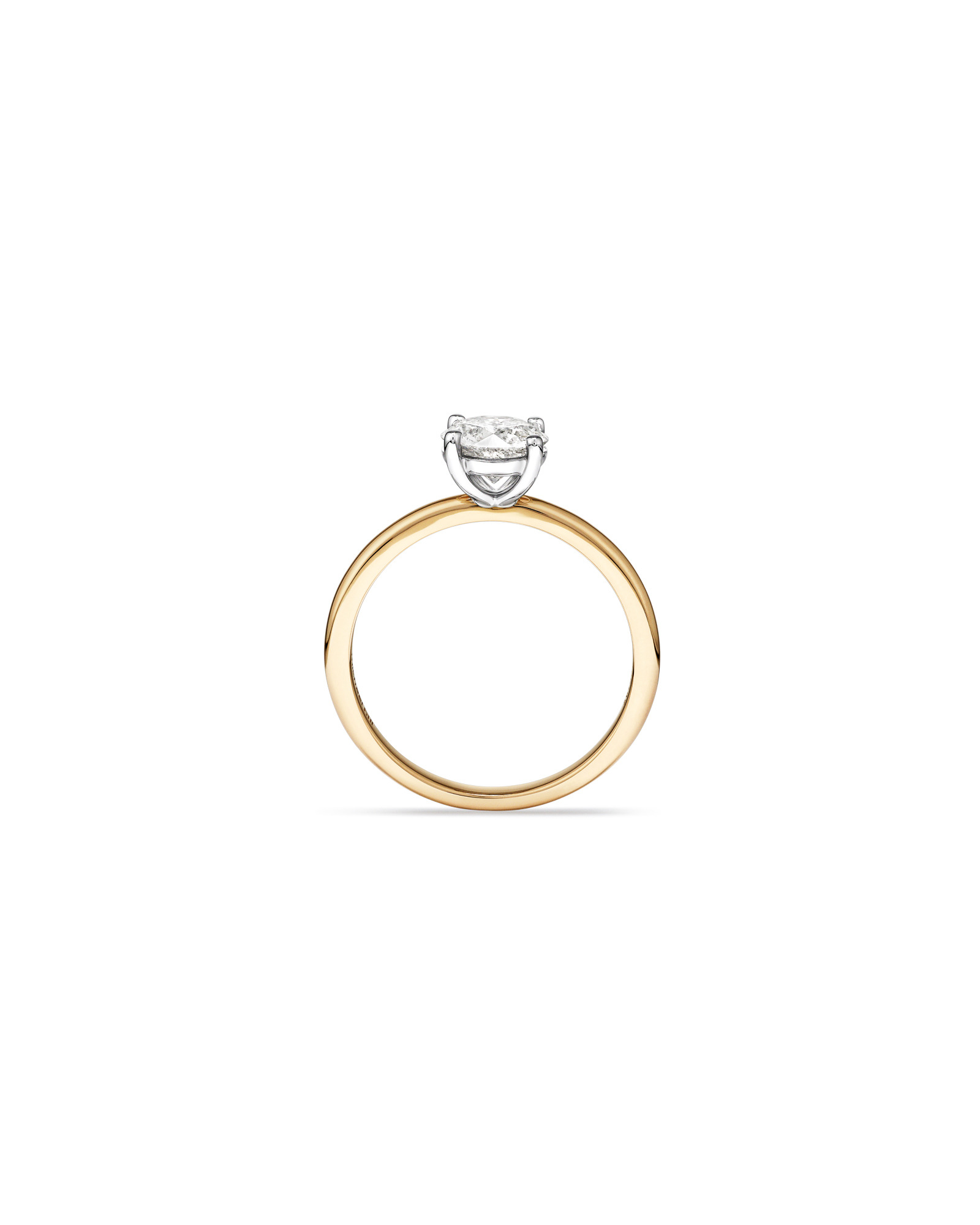 Bague de Fiançailles Solitaire en Diamant Rond Brillant 1,00 Carat TW en Or Blanc et Jaune 14 kt