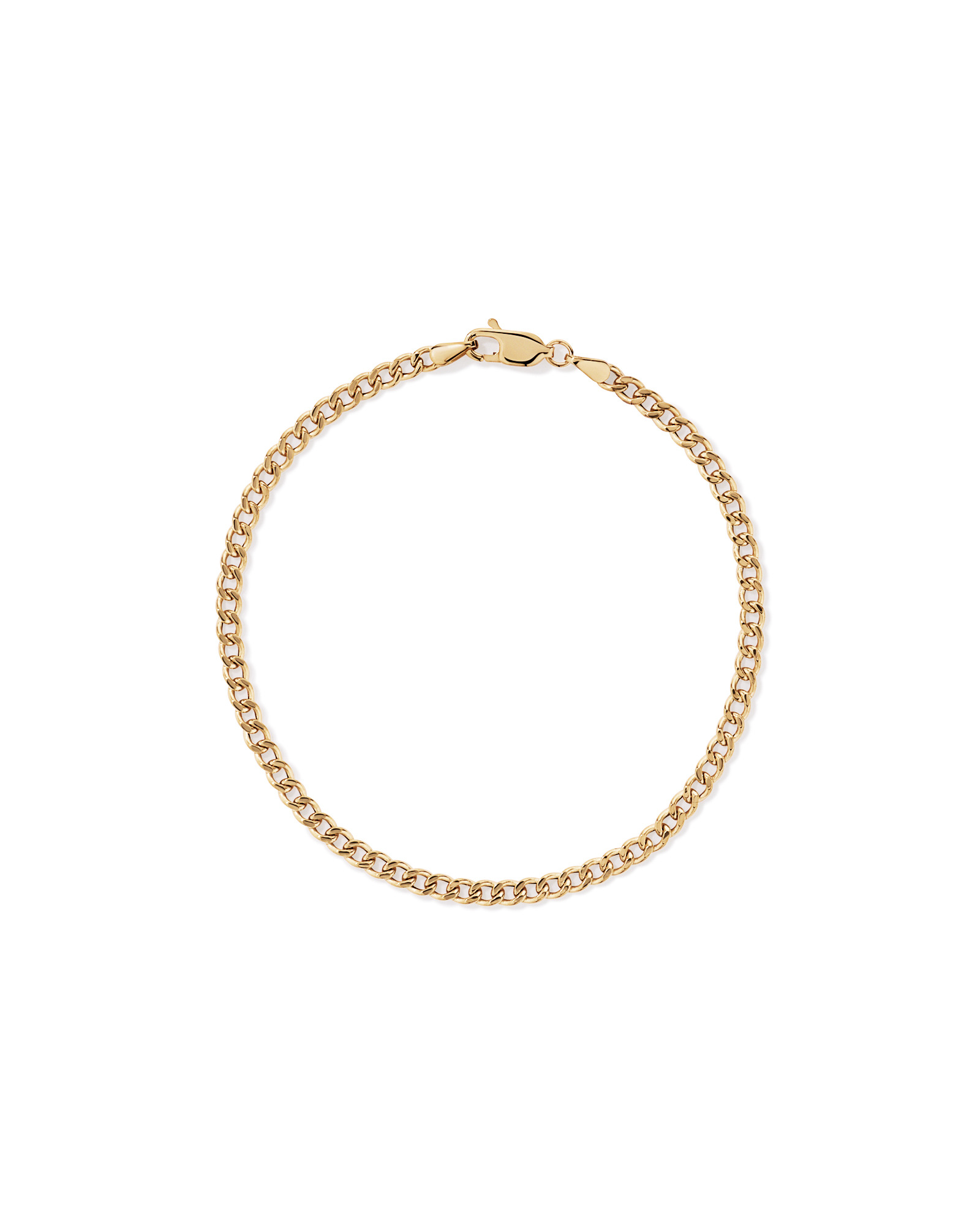 19cm (20") 2.95mm Width Semi Solid Diamond Cut Curb Bracelet in 10kt Yellow Gold