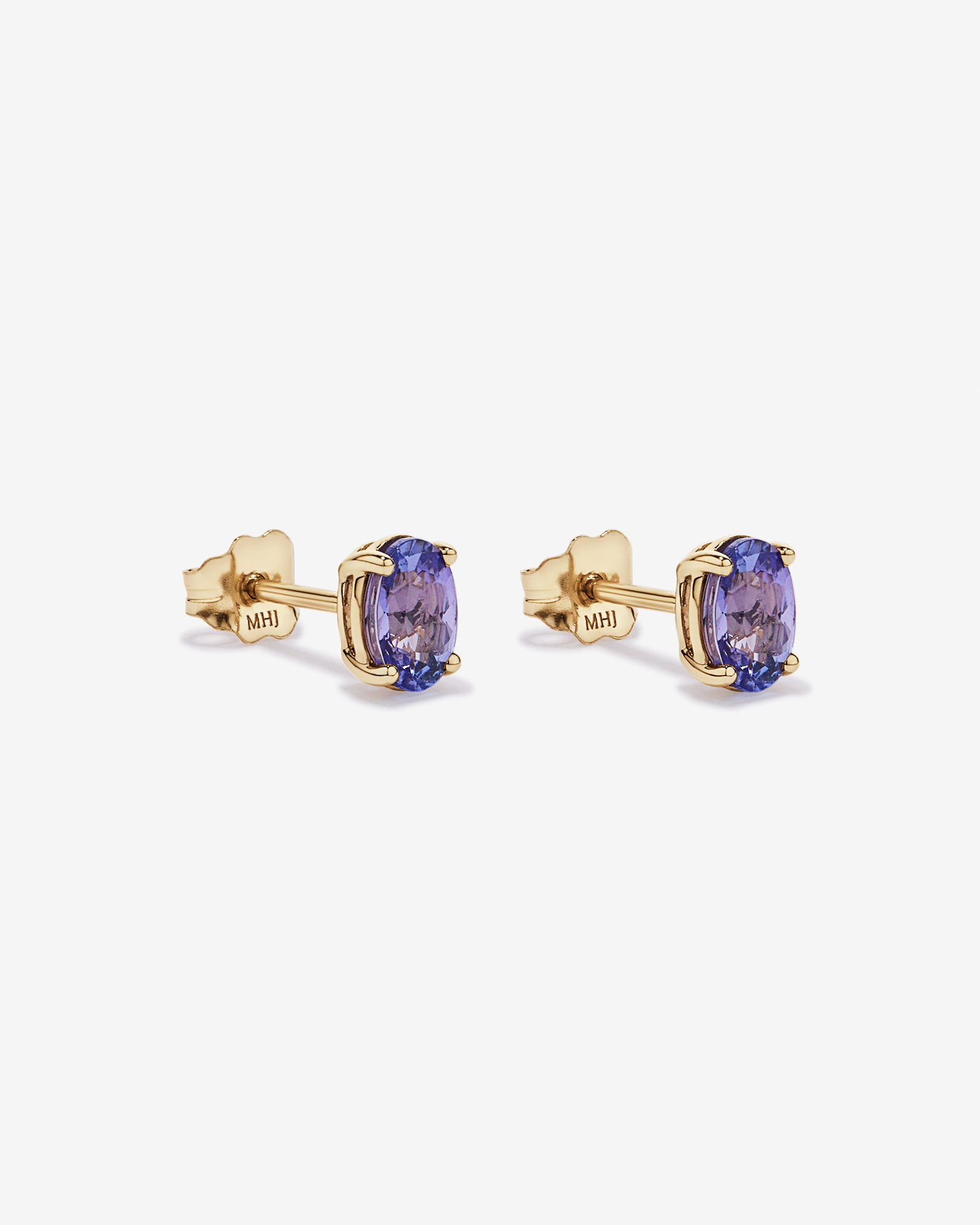 Tanzanite Solitaire Stud Earrings in 10kt Yellow Gold