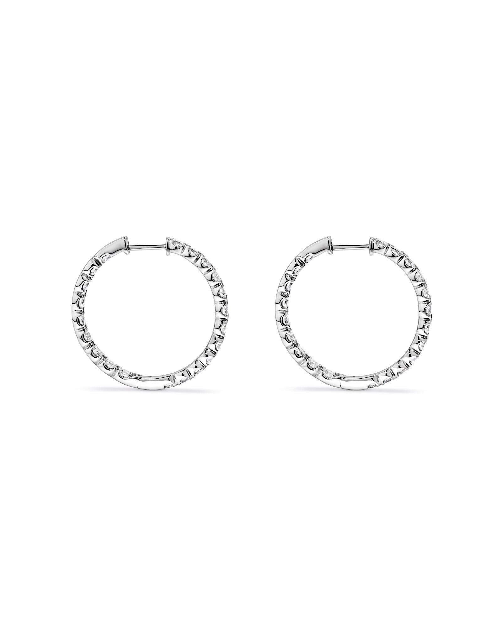 3.00TW Lab Diamond Inside Out Hoop Earrings in Silver - Large