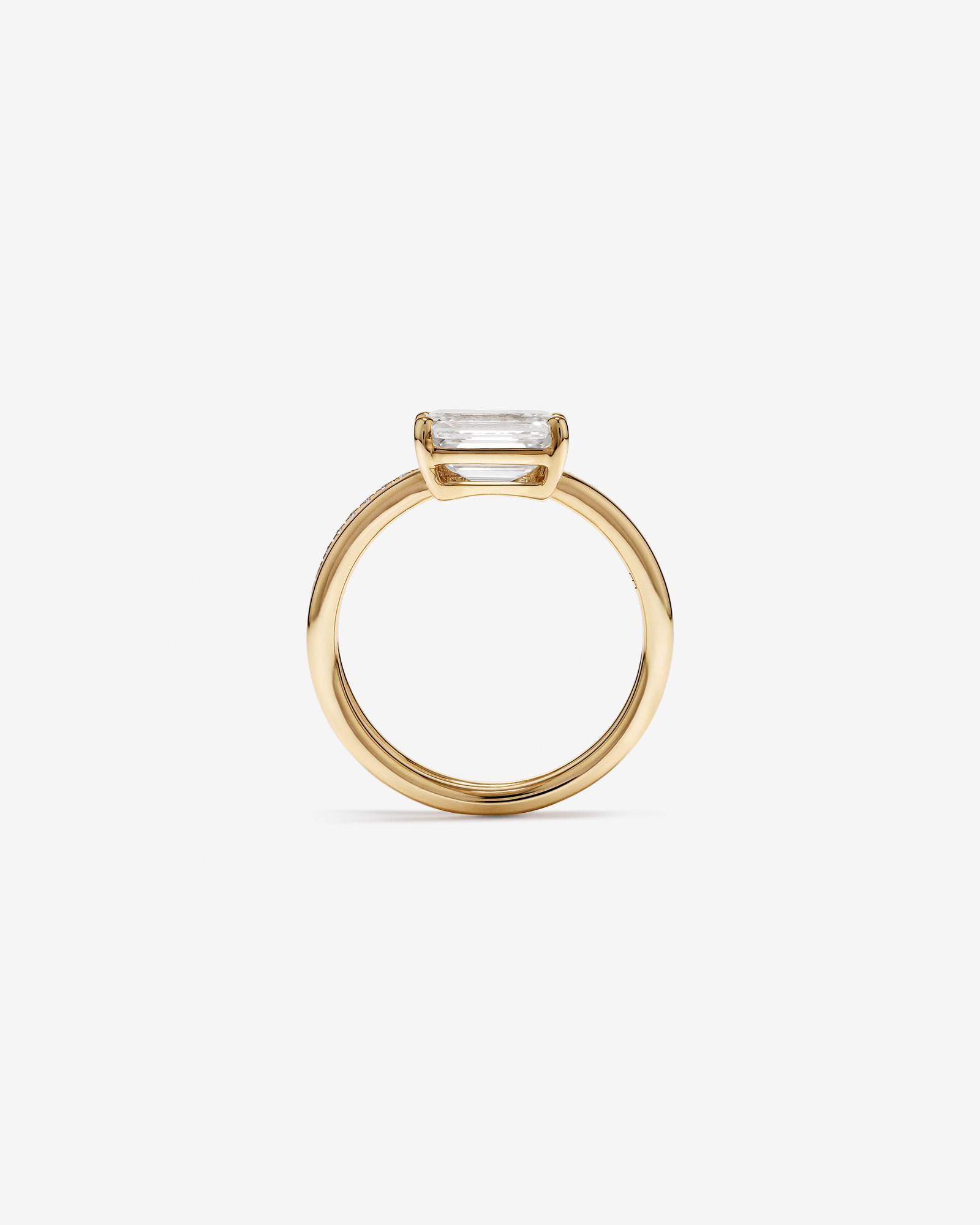 1.88 Carat TW East West Emerald Cut Lab-Grown Diamond Double Band Engagement Ring in 14kt Yellow Gold