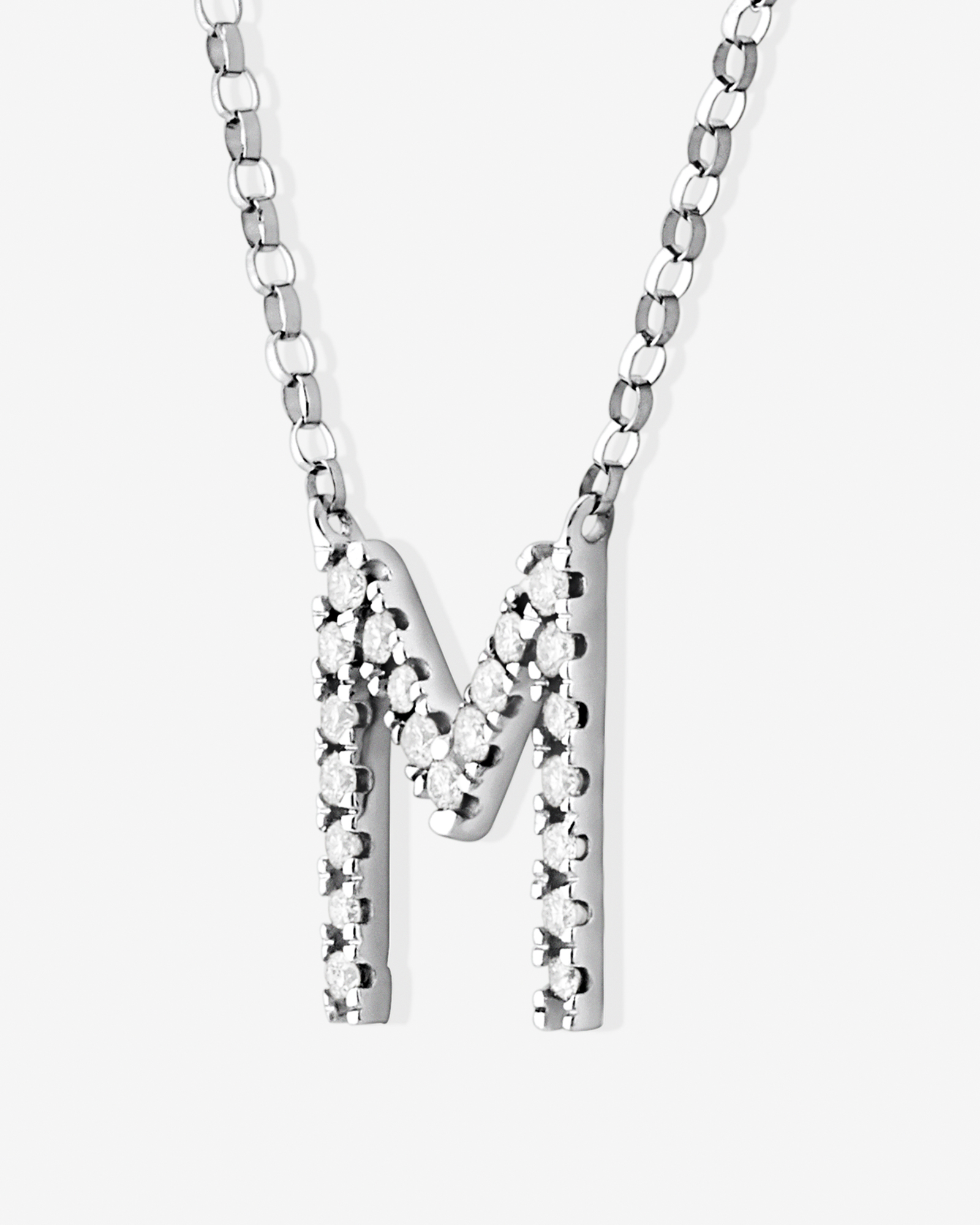M' Initial necklace with 0.10 Carat TW of Diamonds in 10kt White Gold
