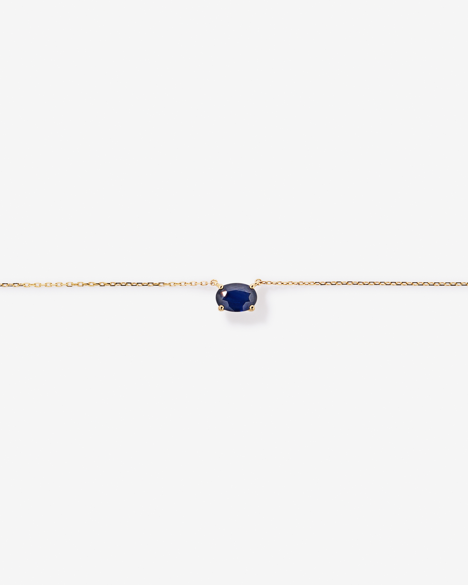 Oval East-West Sapphire Necklace in 10kt Yellow Gold
