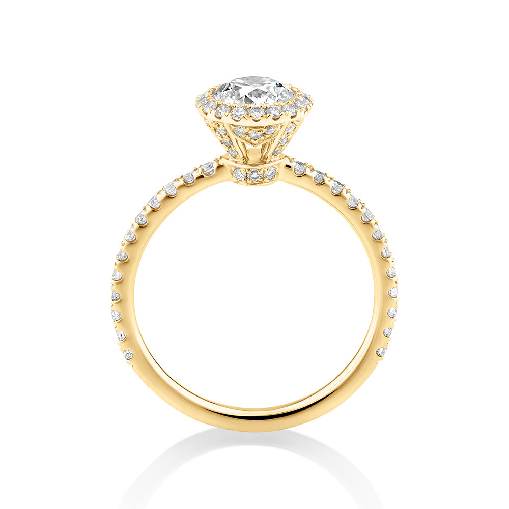Bague de fiançailles en or blanc 18 K avec halo à diamants totalisant 1,36 ct Sir Michael Hill Designer