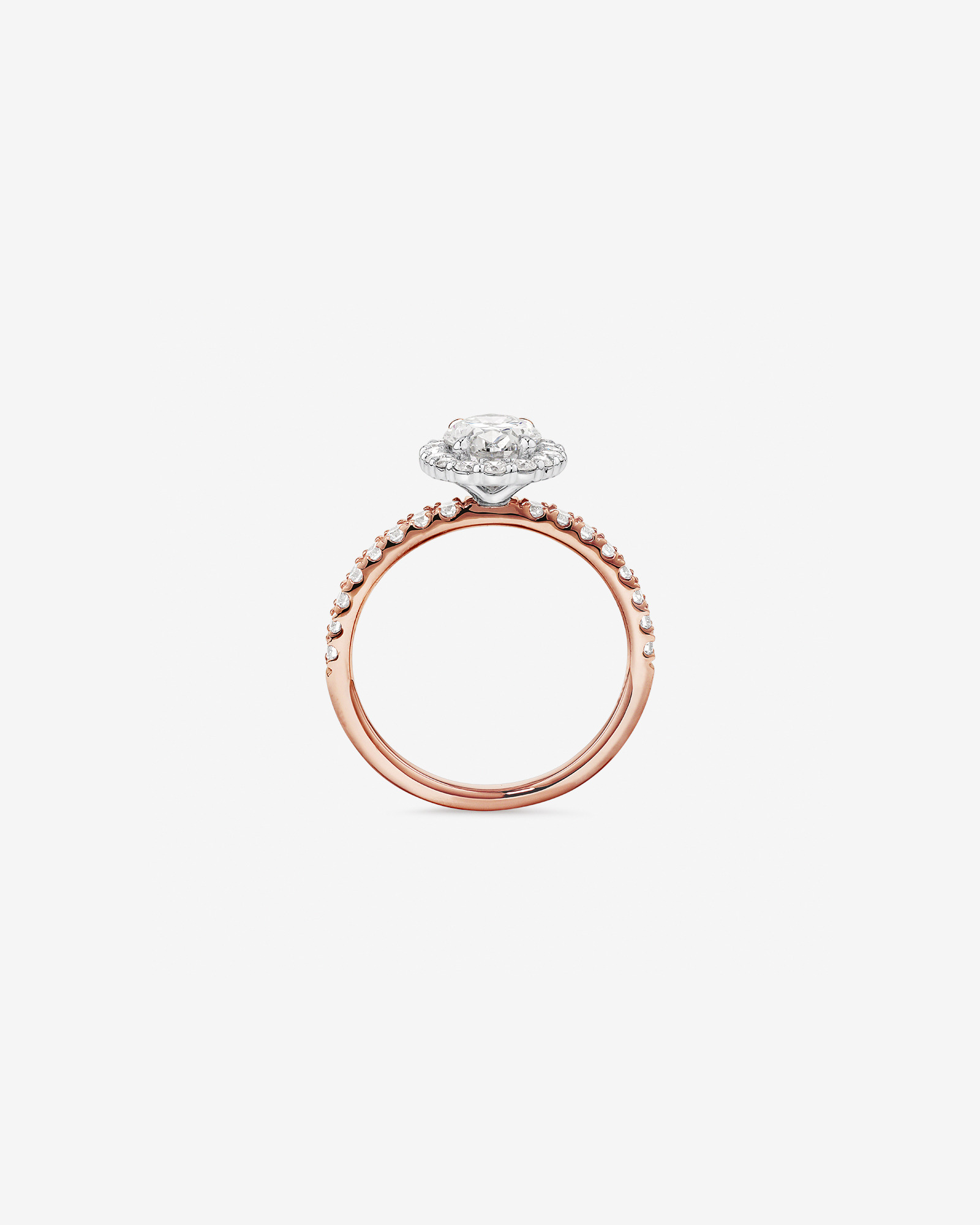 1.78 Carat TW Oval Laboratory-Grown Diamond Halo Engagement Ring 14kt Rose and White Gold